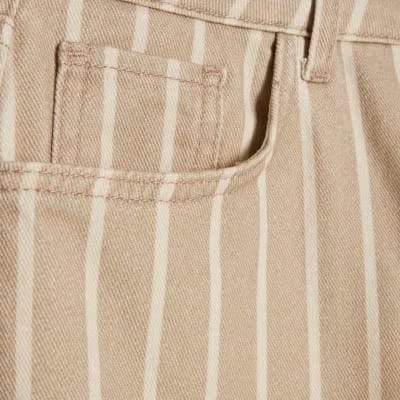 Beige Stripe Wide Leg Jeans