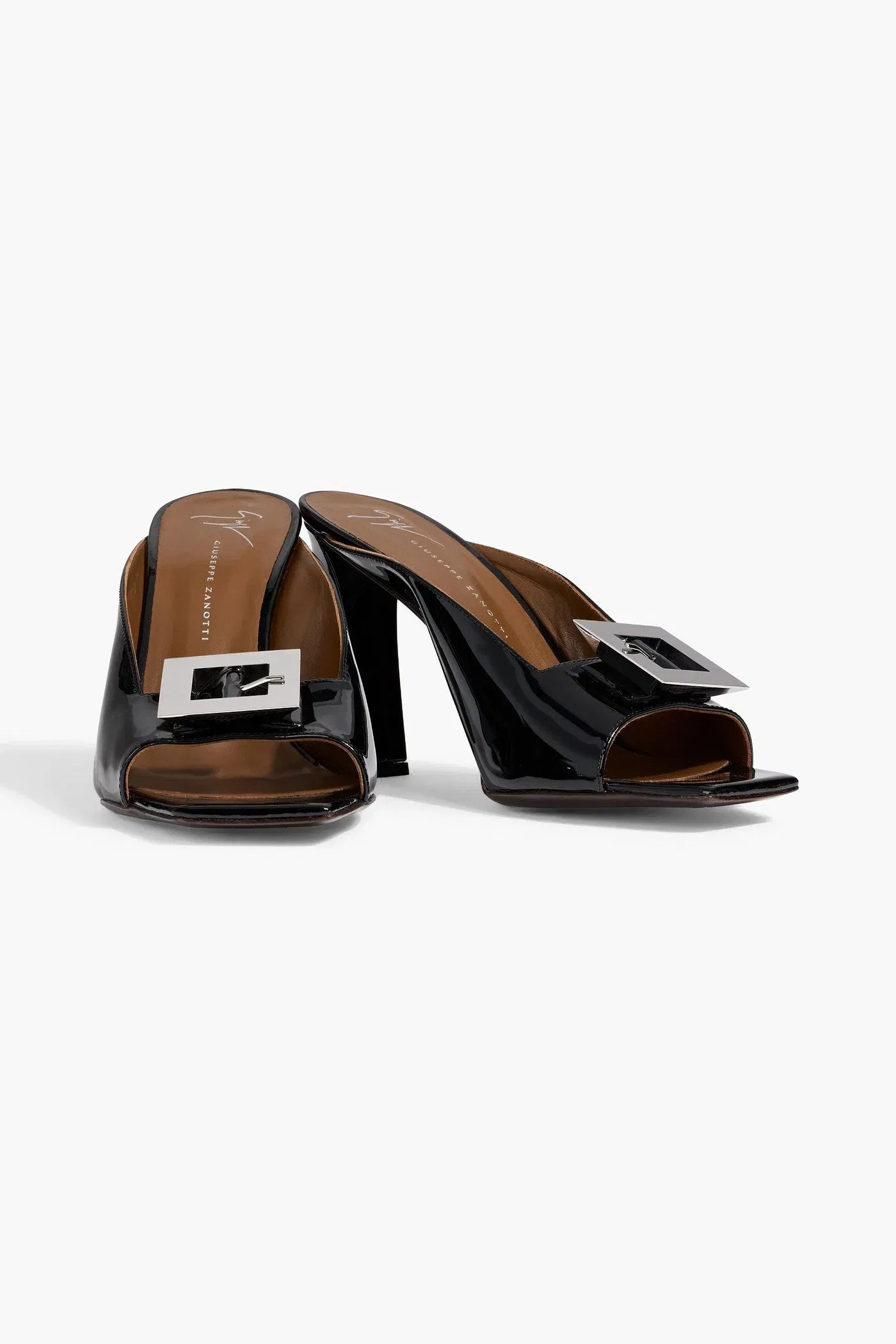 Giuseppe Zanotti Mya 90 Buckled Patent-Leather Mules Black Women's