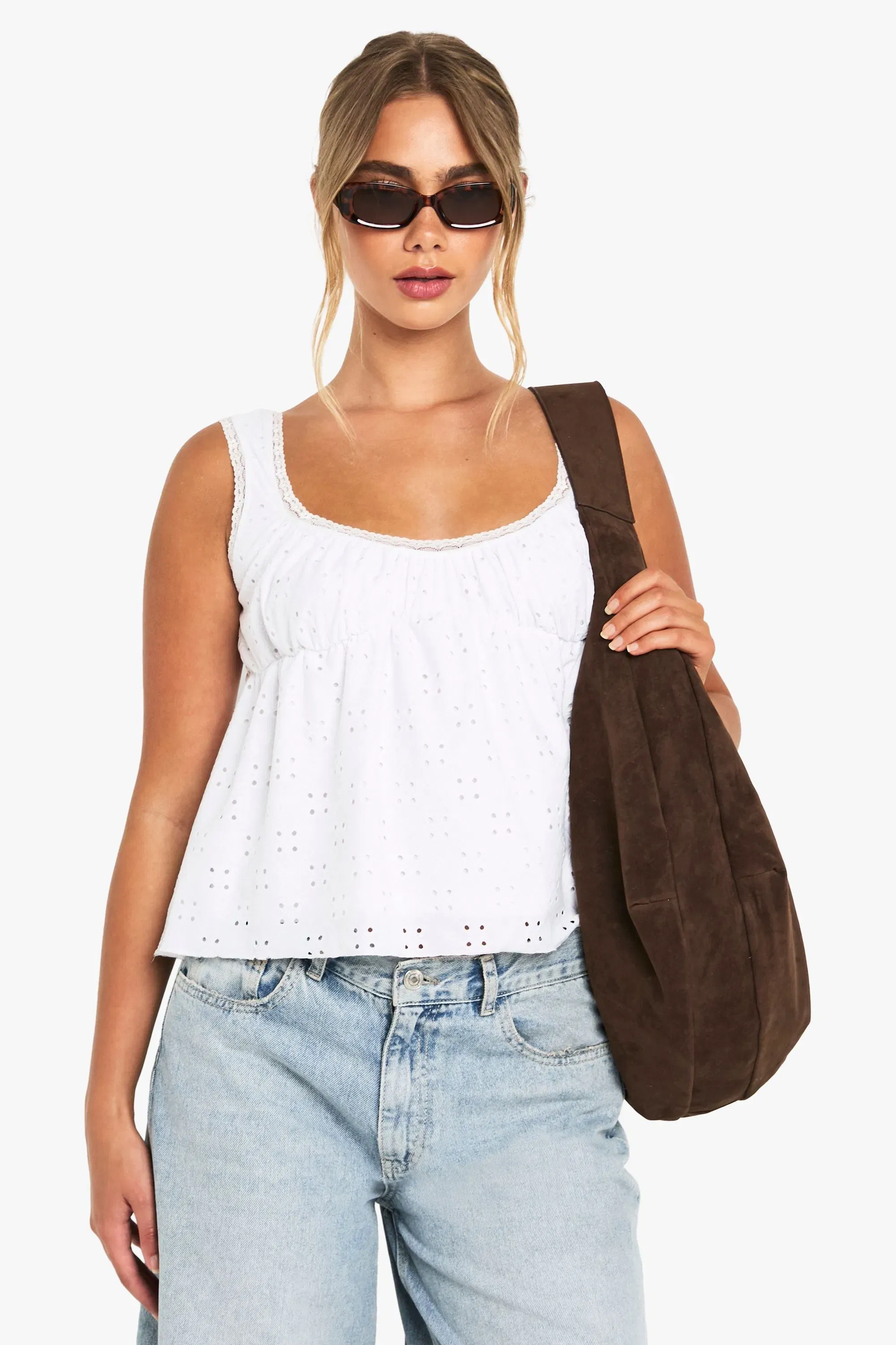 Broderie Frill Strap Milkmaid Top