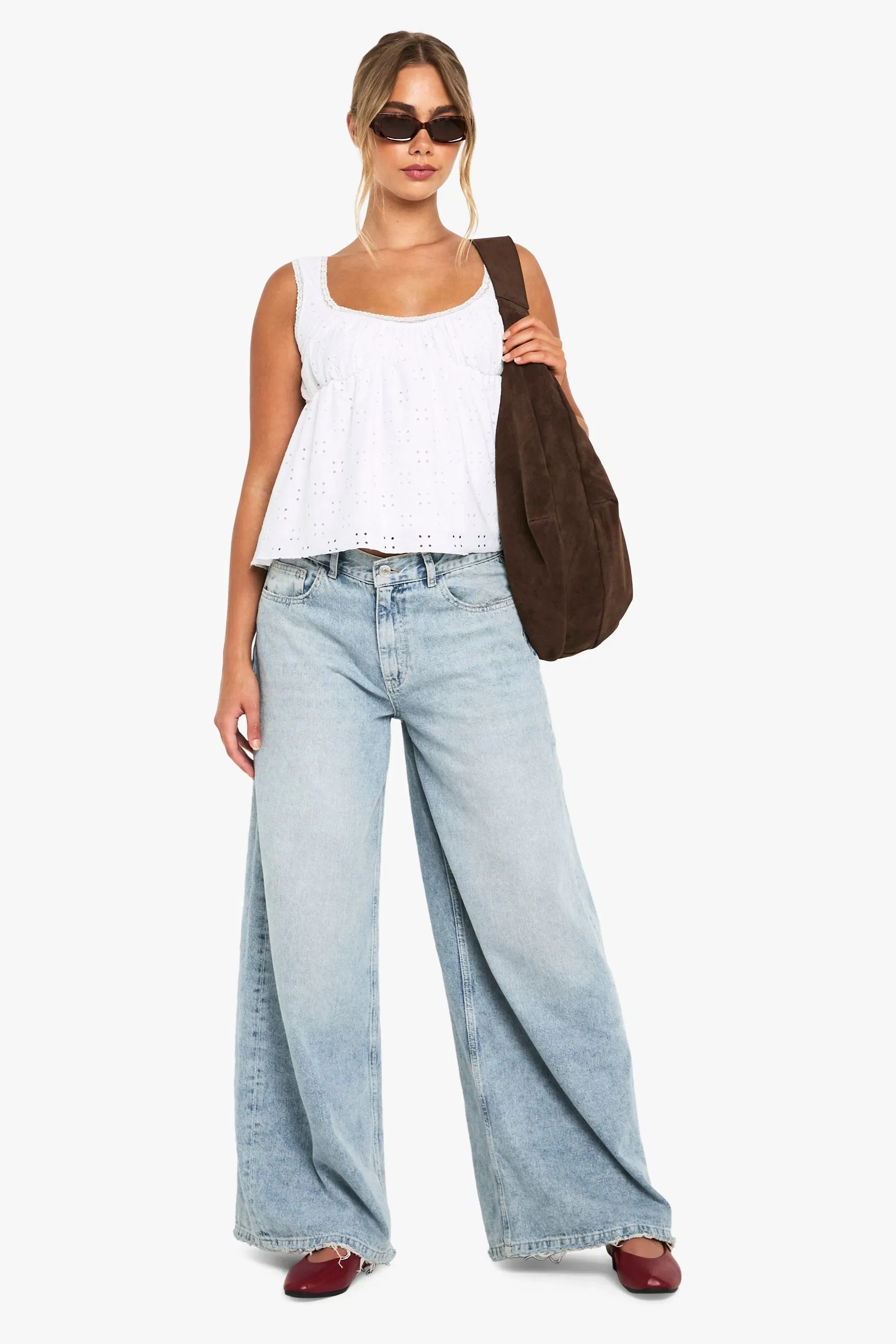 Broderie Frill Strap Milkmaid Top