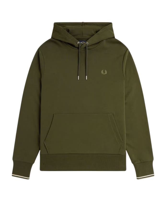 Fred Perry Cotton/Polyester Hoodie with Double Cuff Stripe