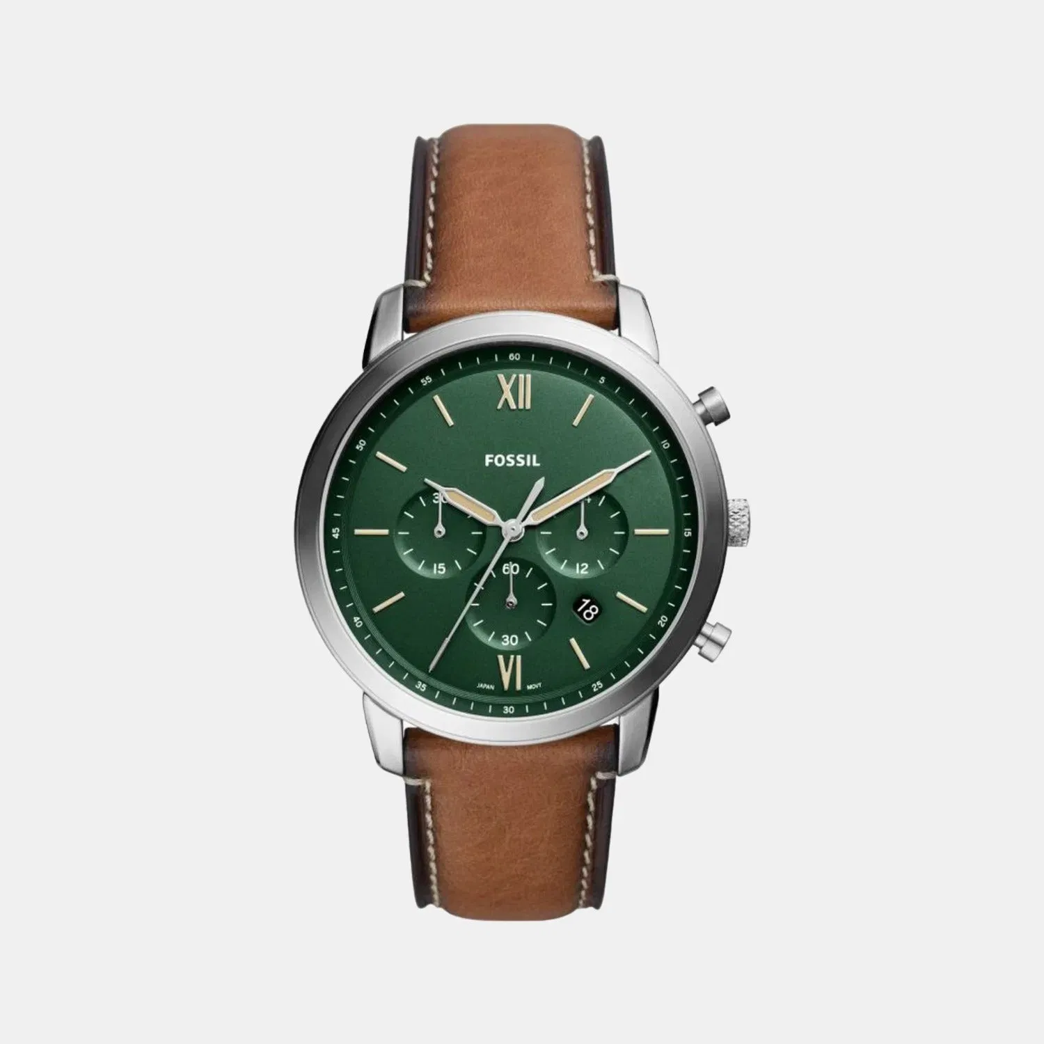 Fossil Neutra Men Quartz Green Dial Chronograph Leather Watch Fs5963