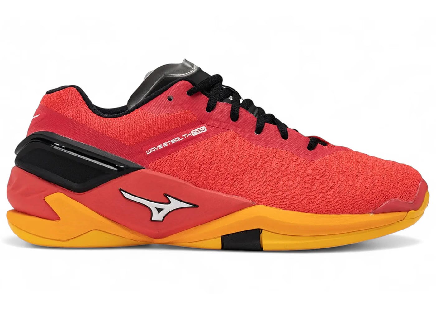 Mizuno Wave Stealth Neo Radiant Red White Carrot Curl