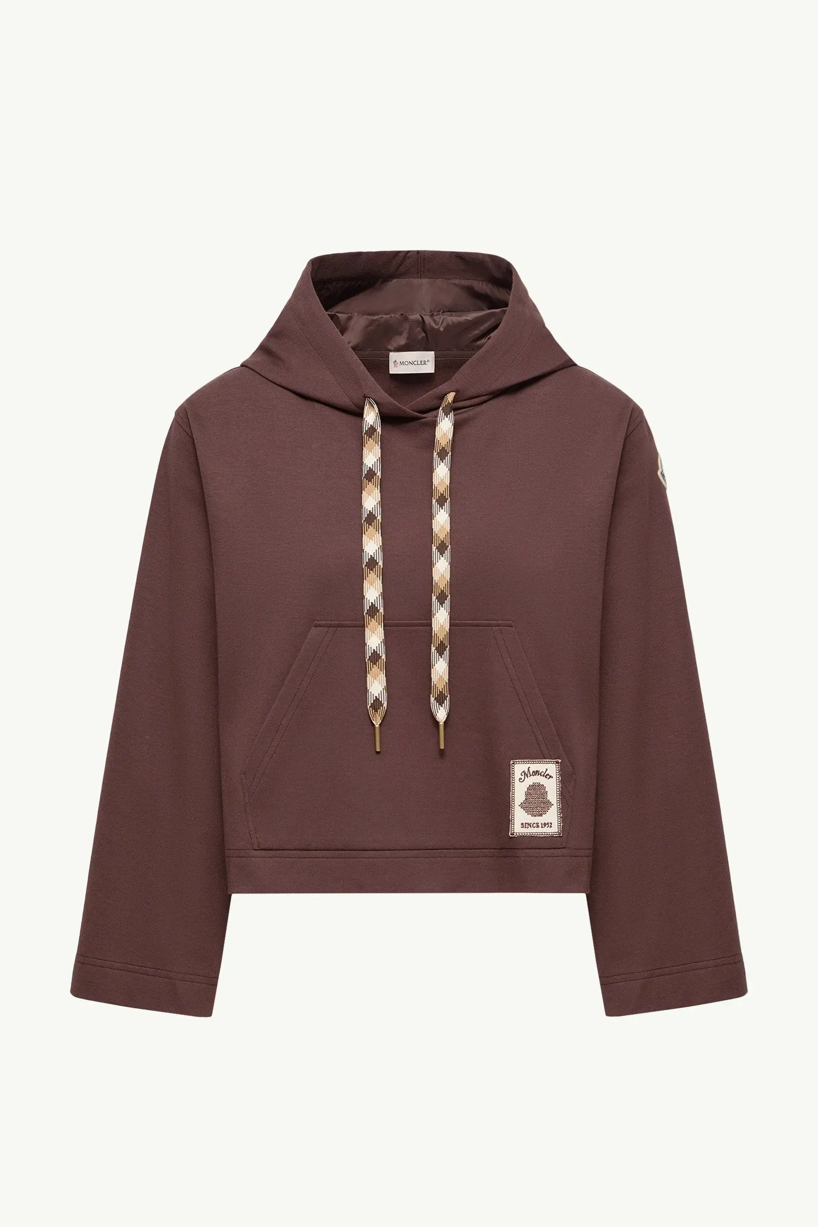 Moncler Cotton Blend Hooded Sweatshirt Brown Brown