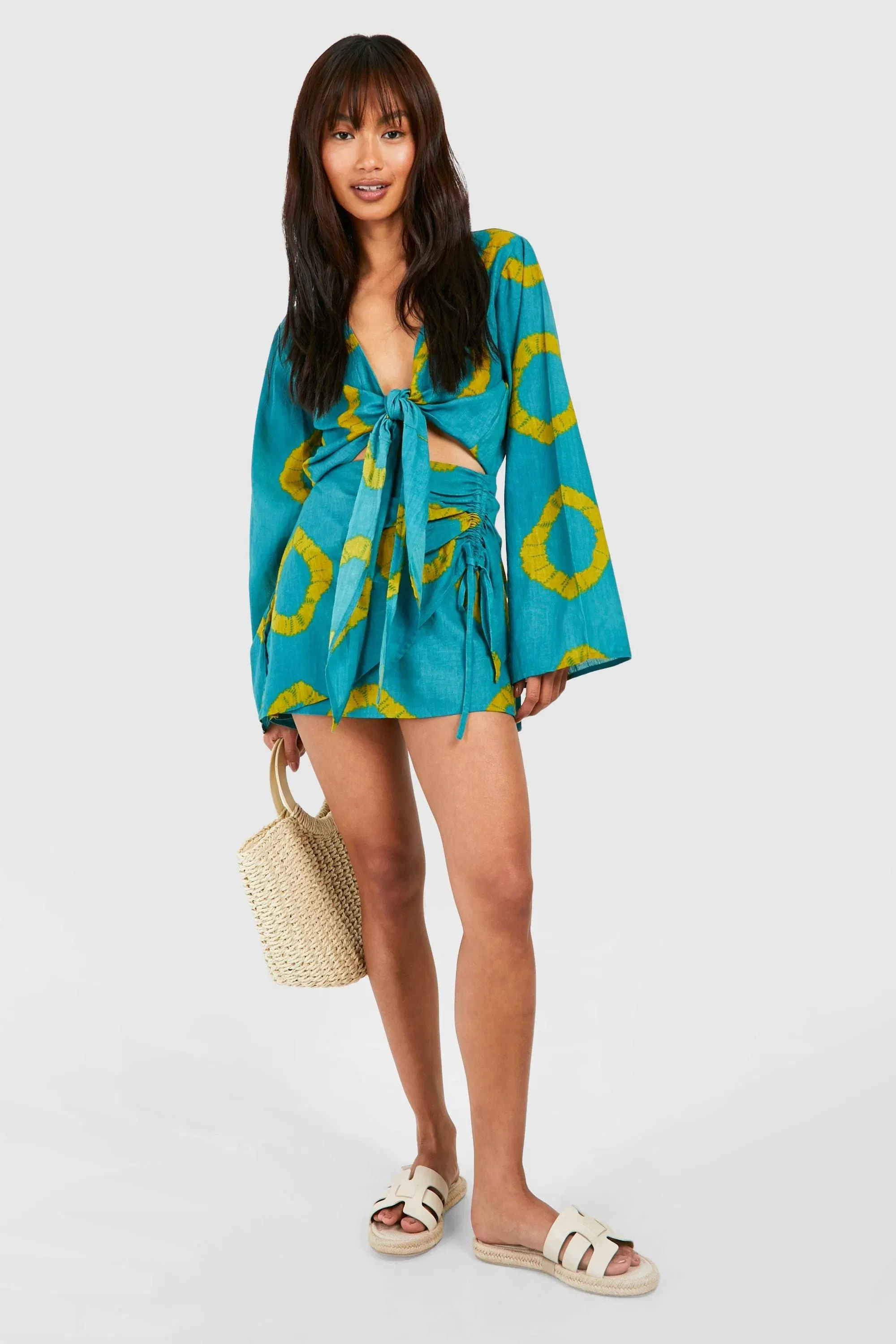 Tie Dye Ruched Mini Skirt