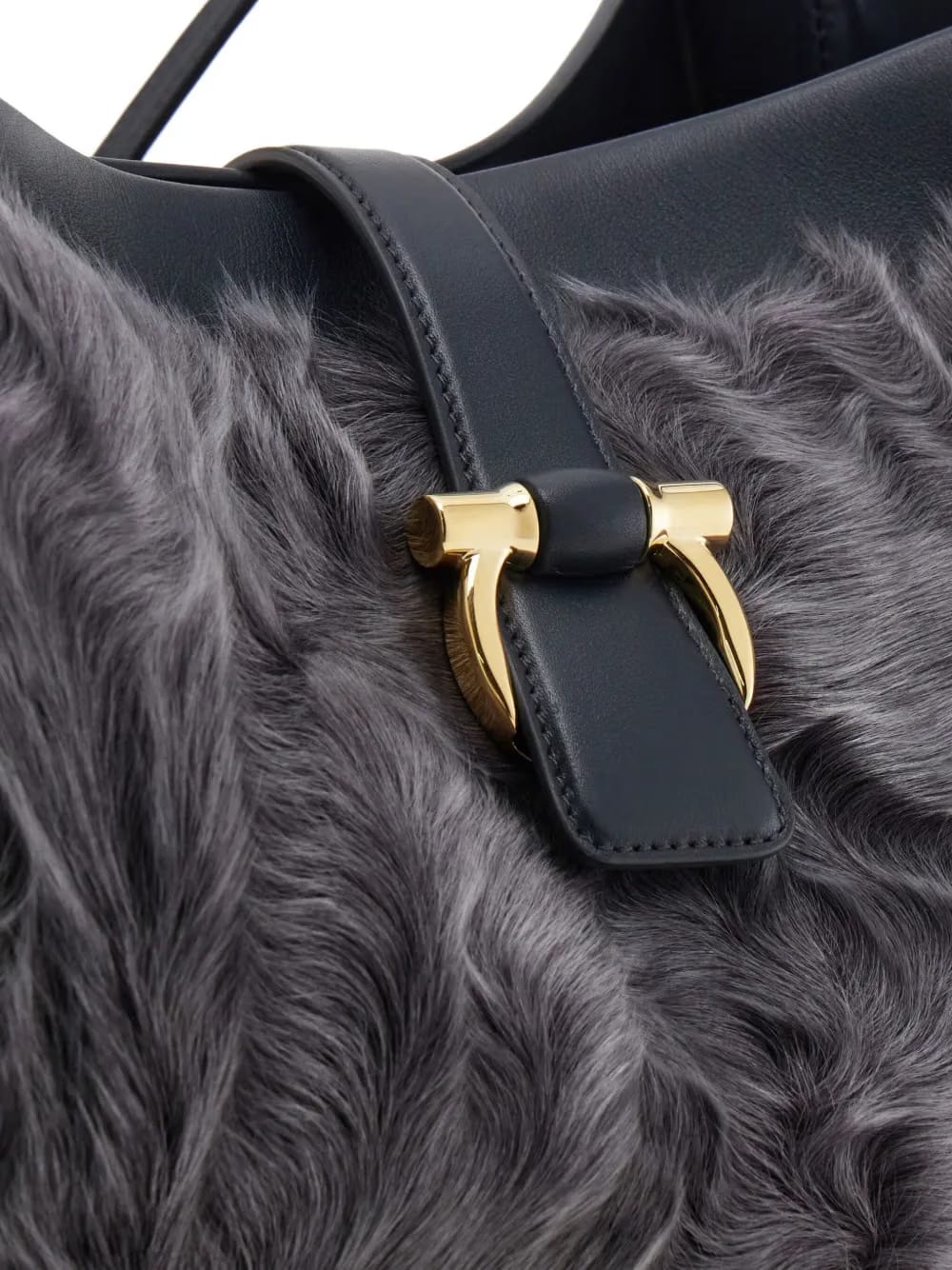 large fur-embellished top-handle tote bag