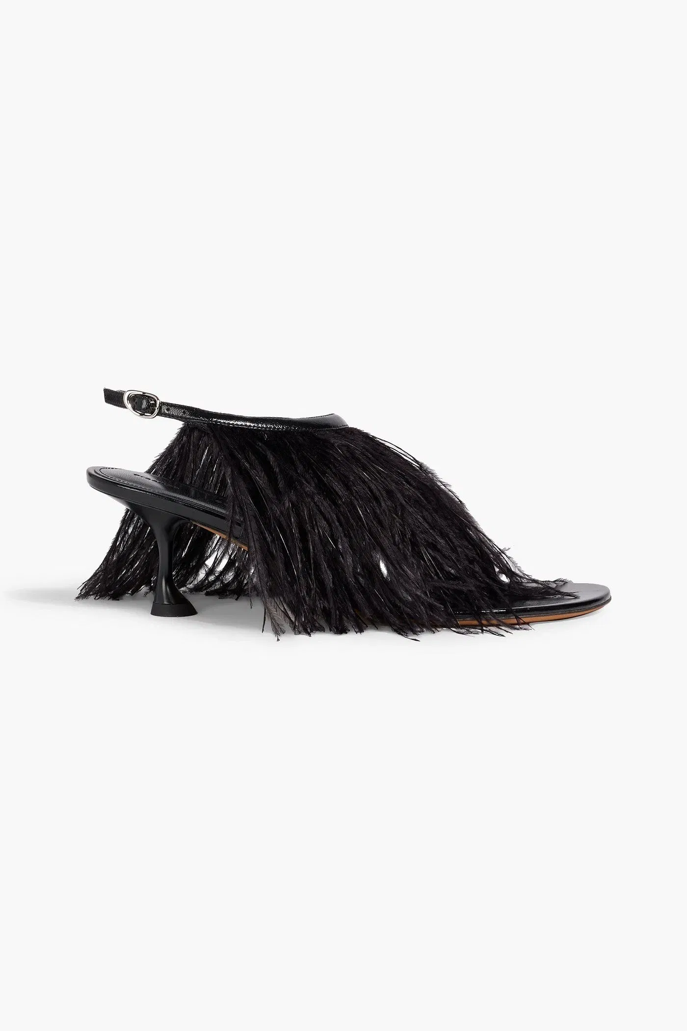Proenza Schouler Feather-Embellished Leather Sandals Black Women's