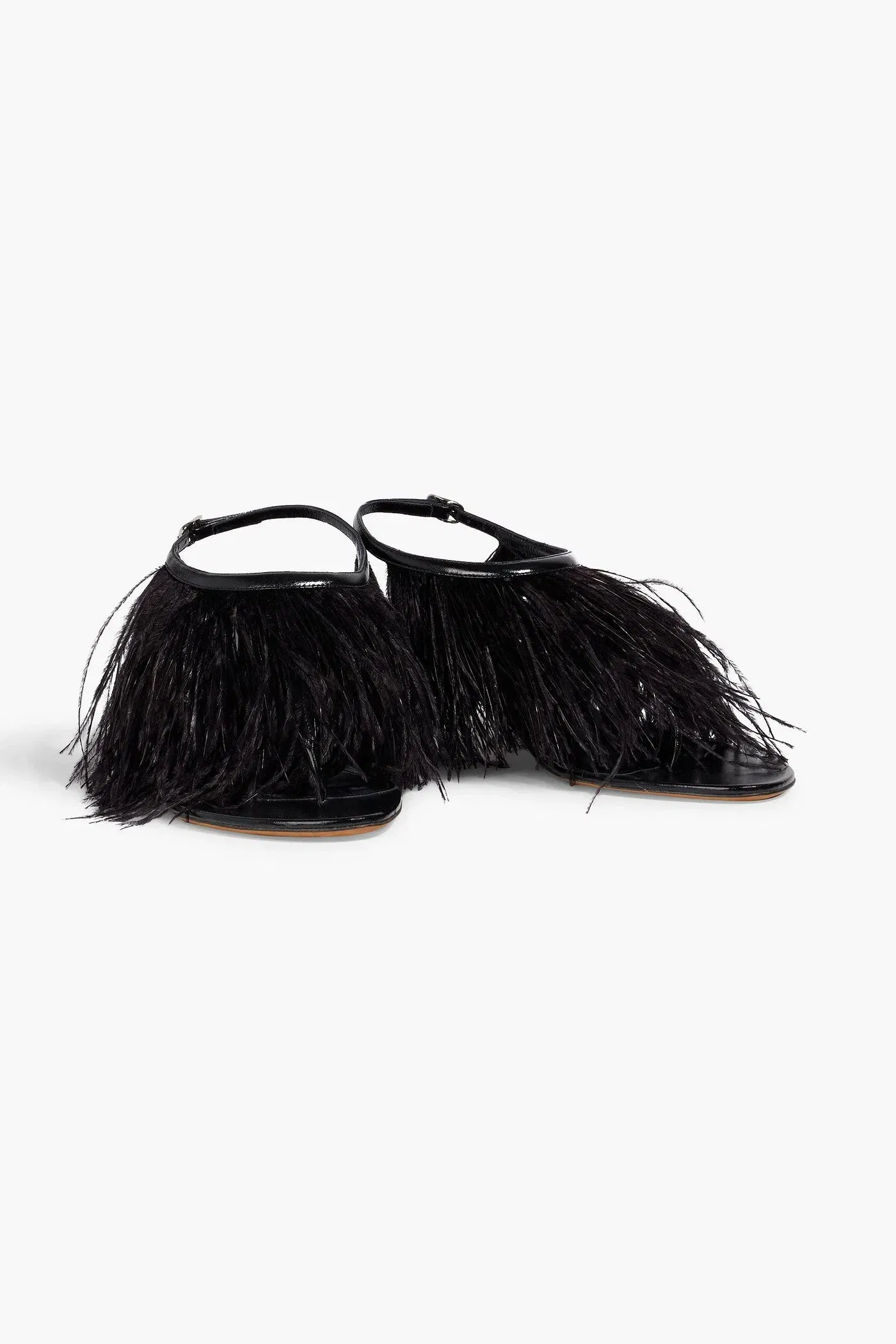 Proenza Schouler Feather-Embellished Leather Sandals Black Women's