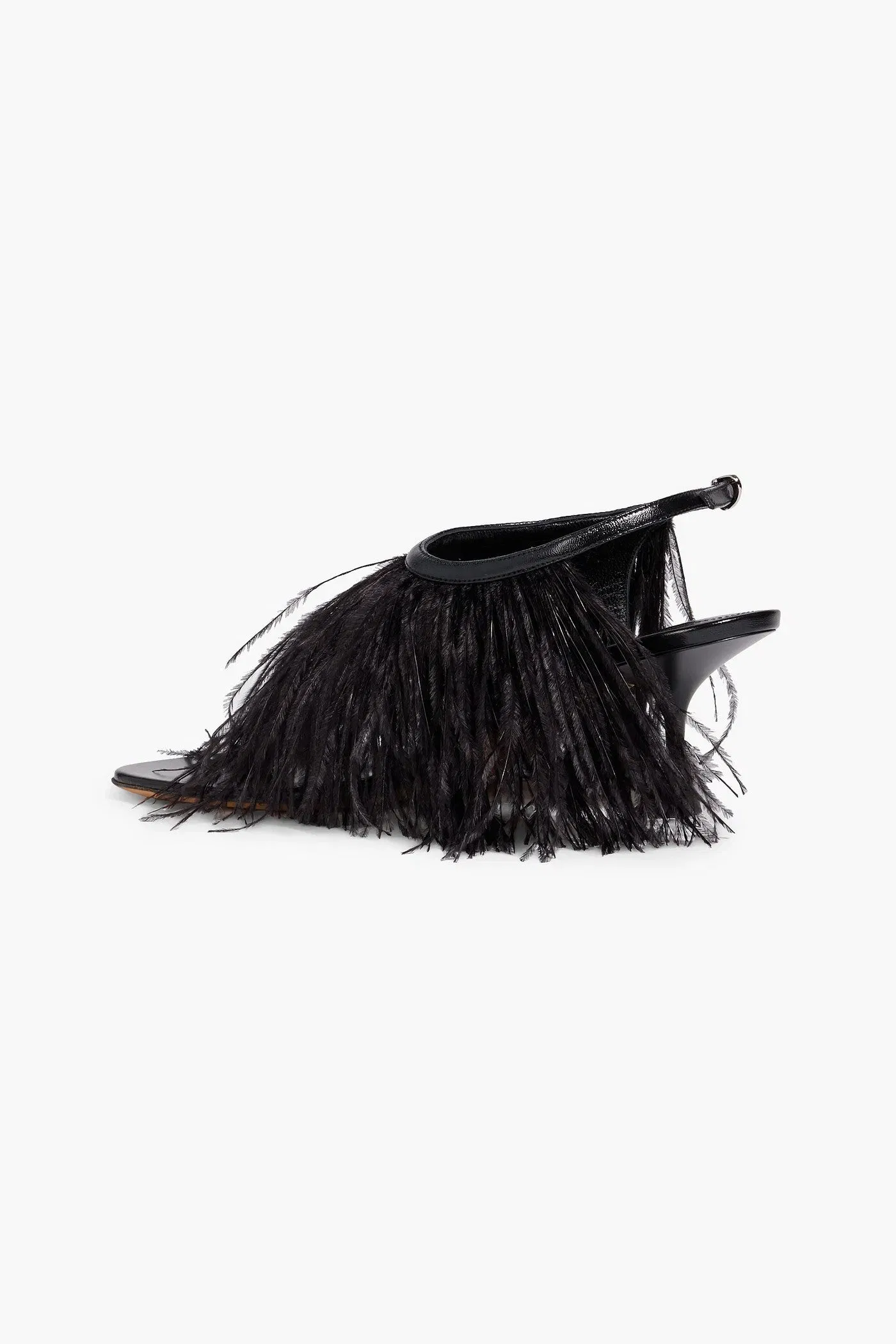 Proenza Schouler Feather-Embellished Leather Sandals Black Women's