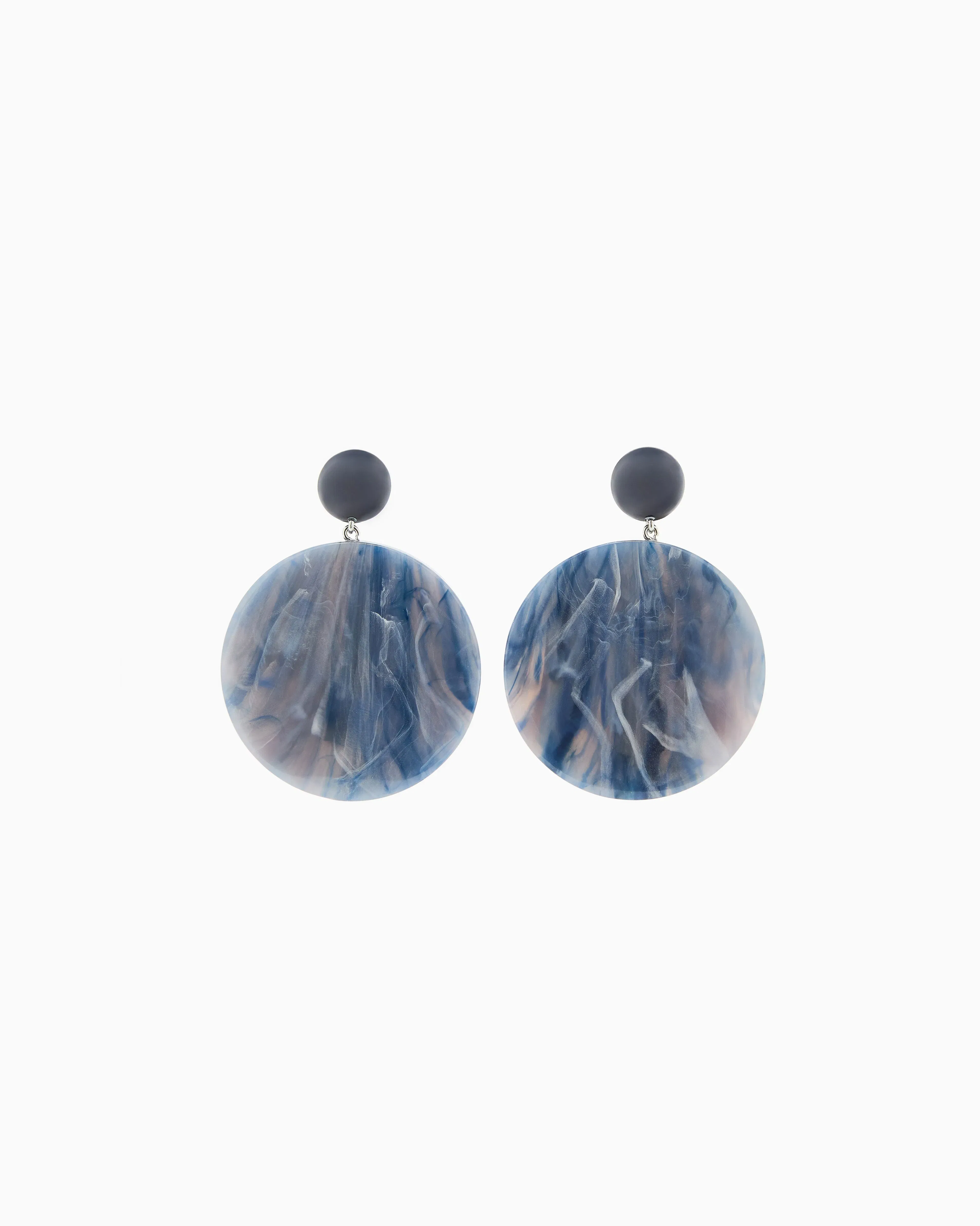 Emporio Armani Oversized round pendant earrings with a marbled finish