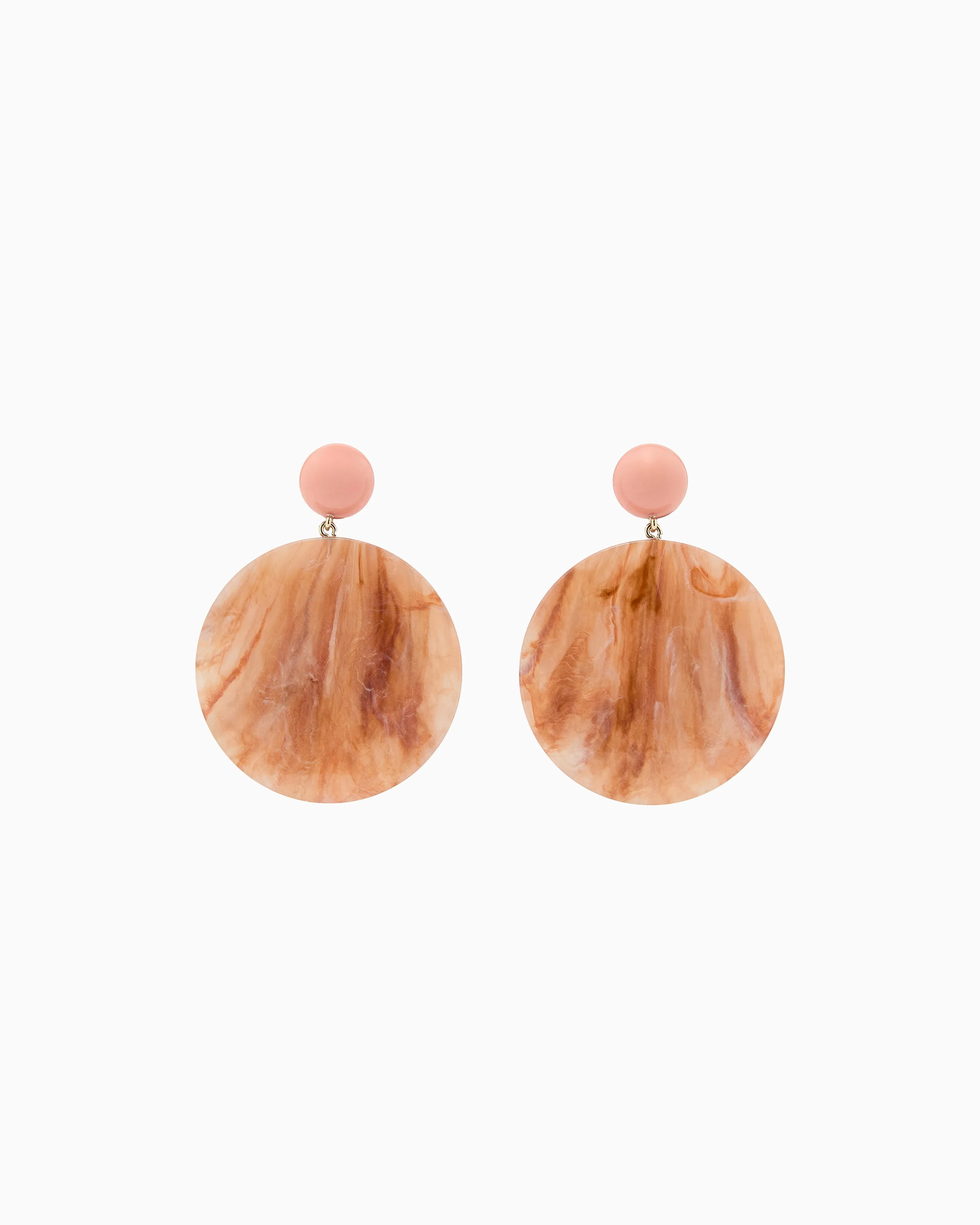 Emporio Armani Oversized round pendant earrings with a marbled finish