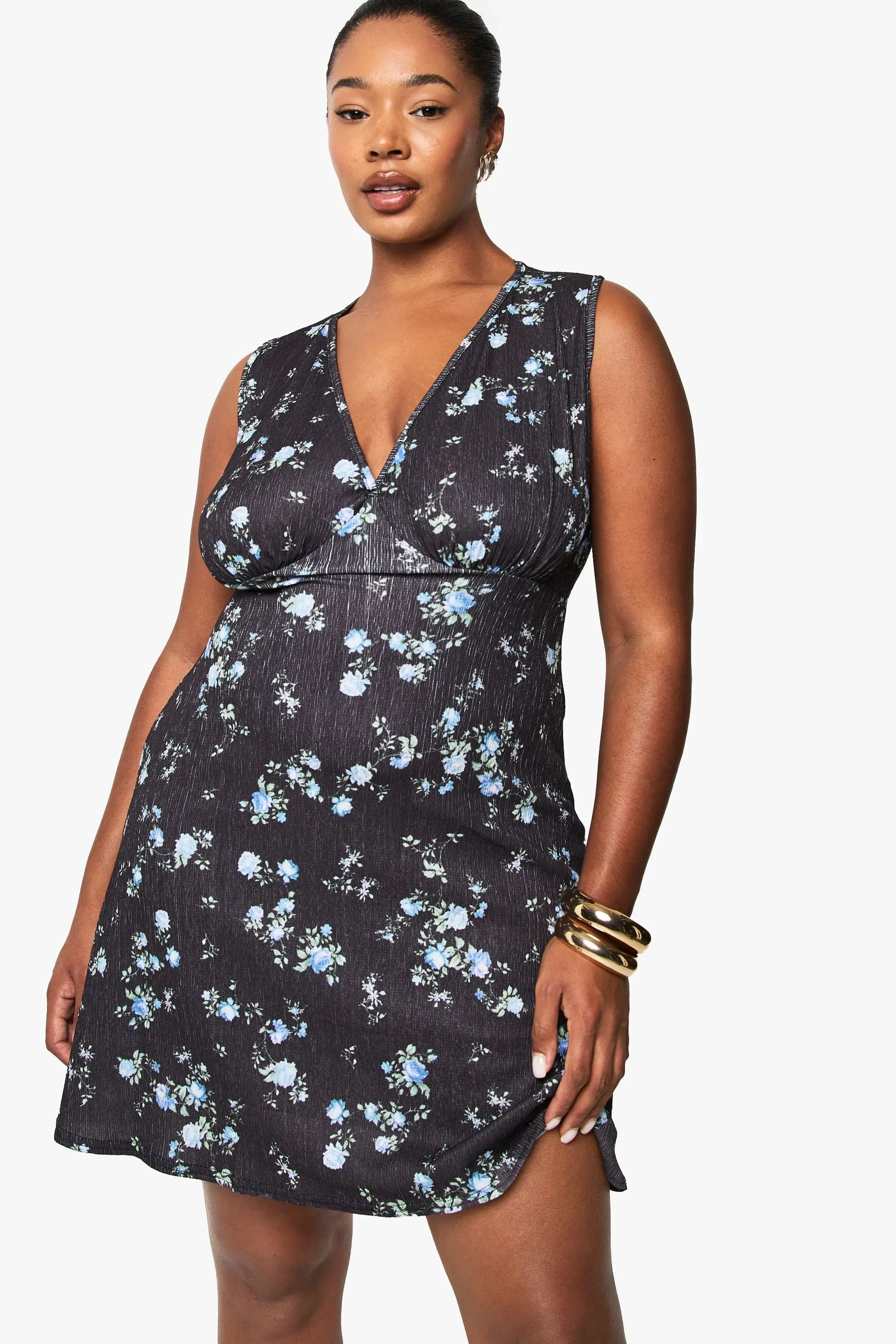 Plus Printed Textured Sundress