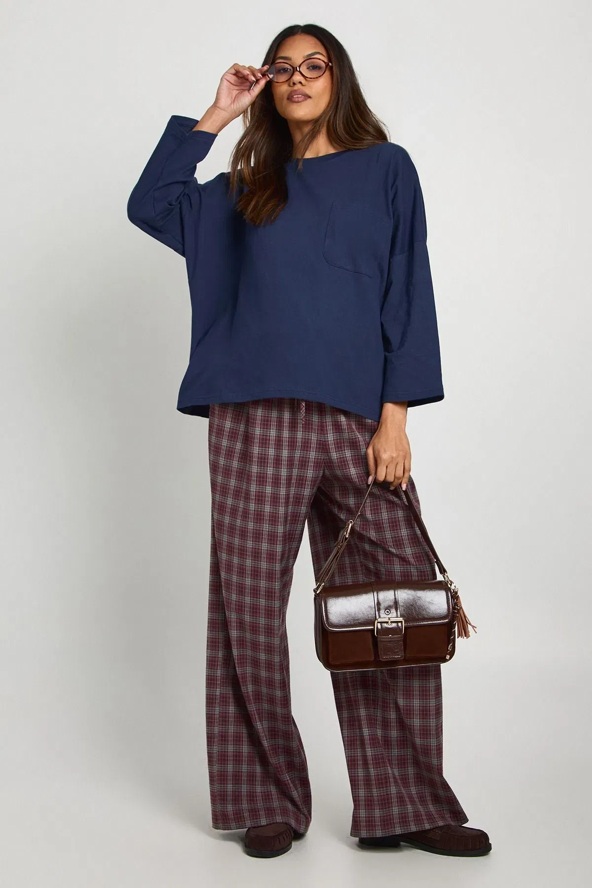 Maternity Cotton Pocket Front Long Sleeve Top