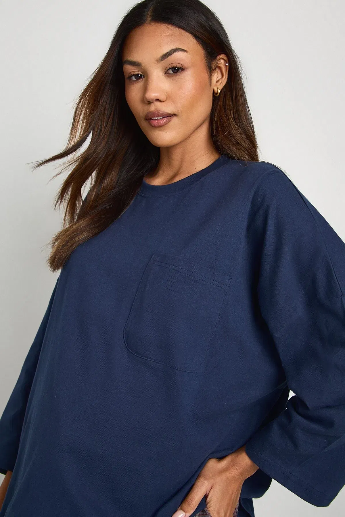 Maternity Cotton Pocket Front Long Sleeve Top