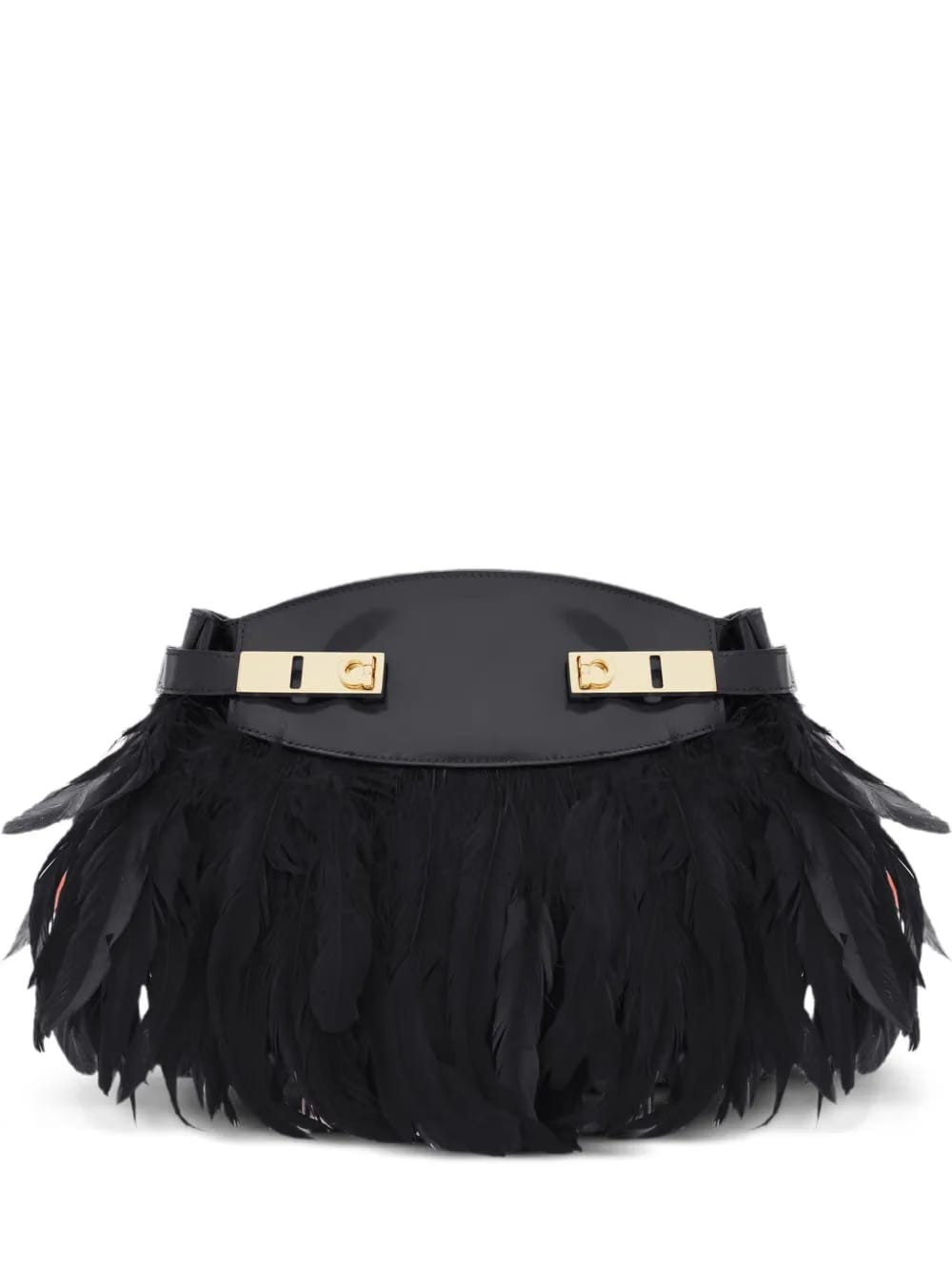 Hug feather-trimmed cross body bag