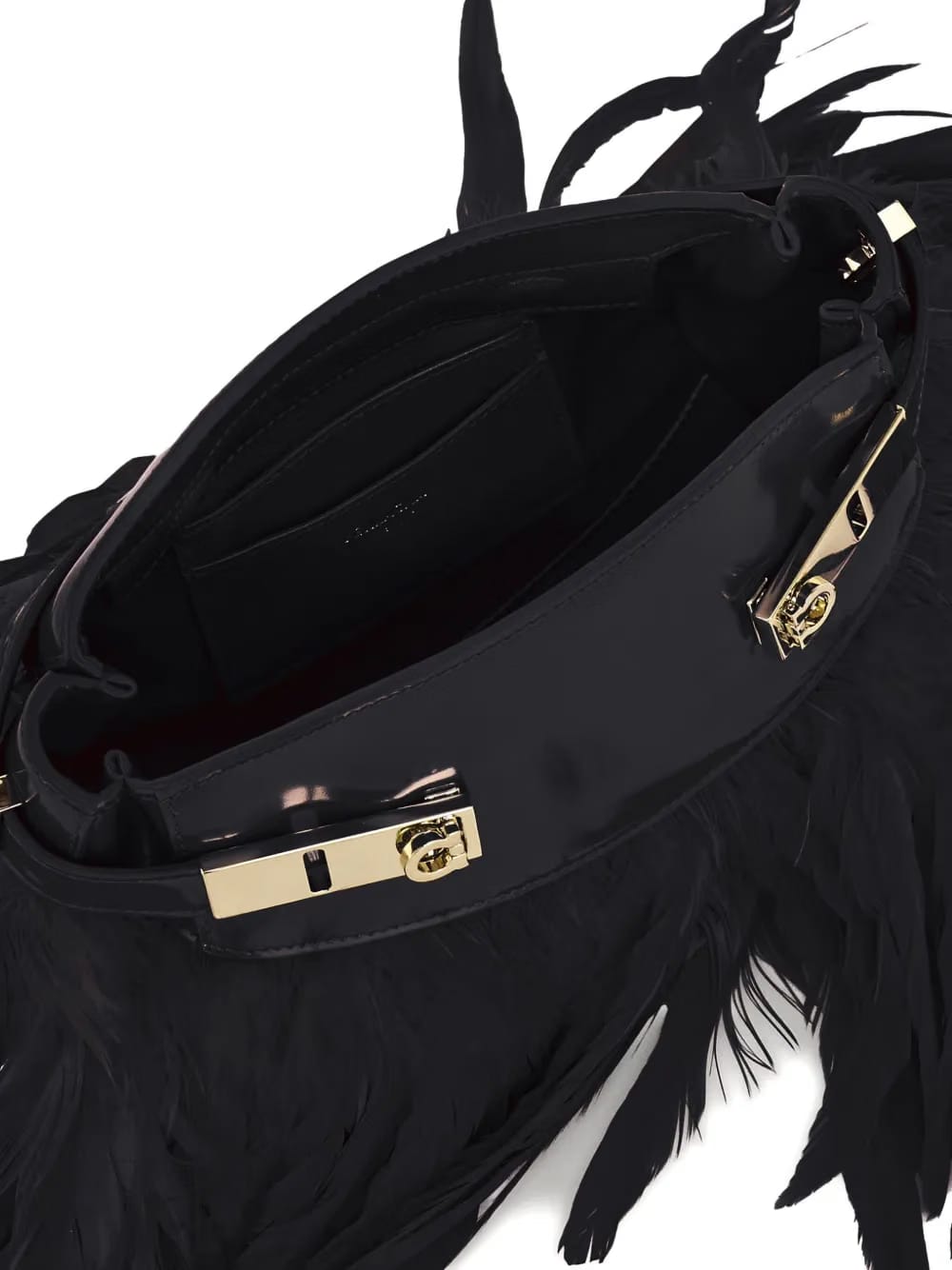 Hug feather-trimmed cross body bag