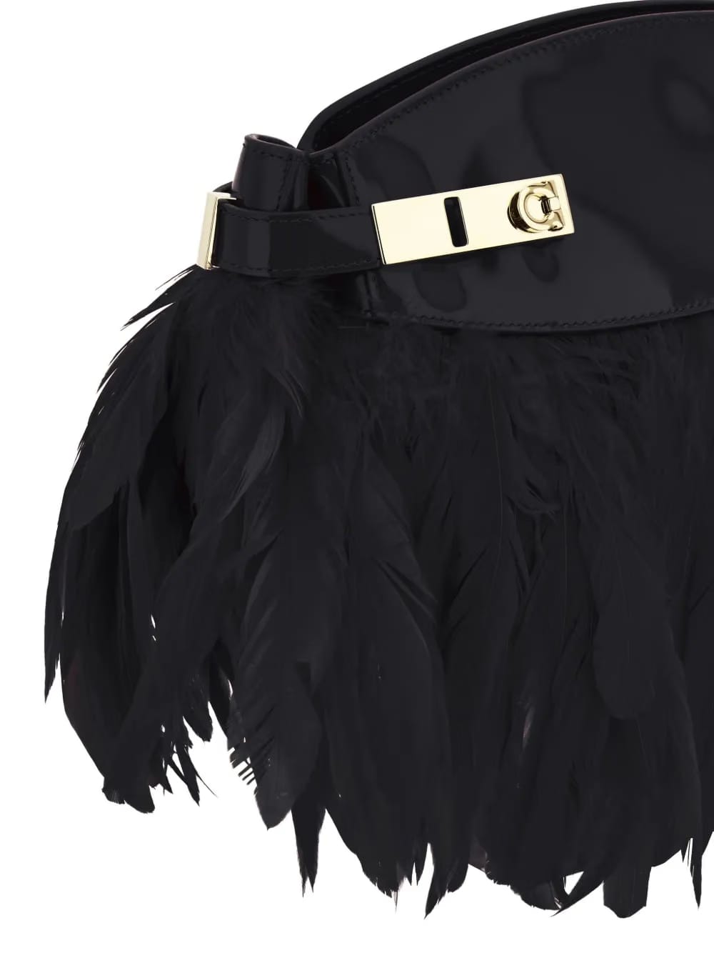 Hug feather-trimmed cross body bag