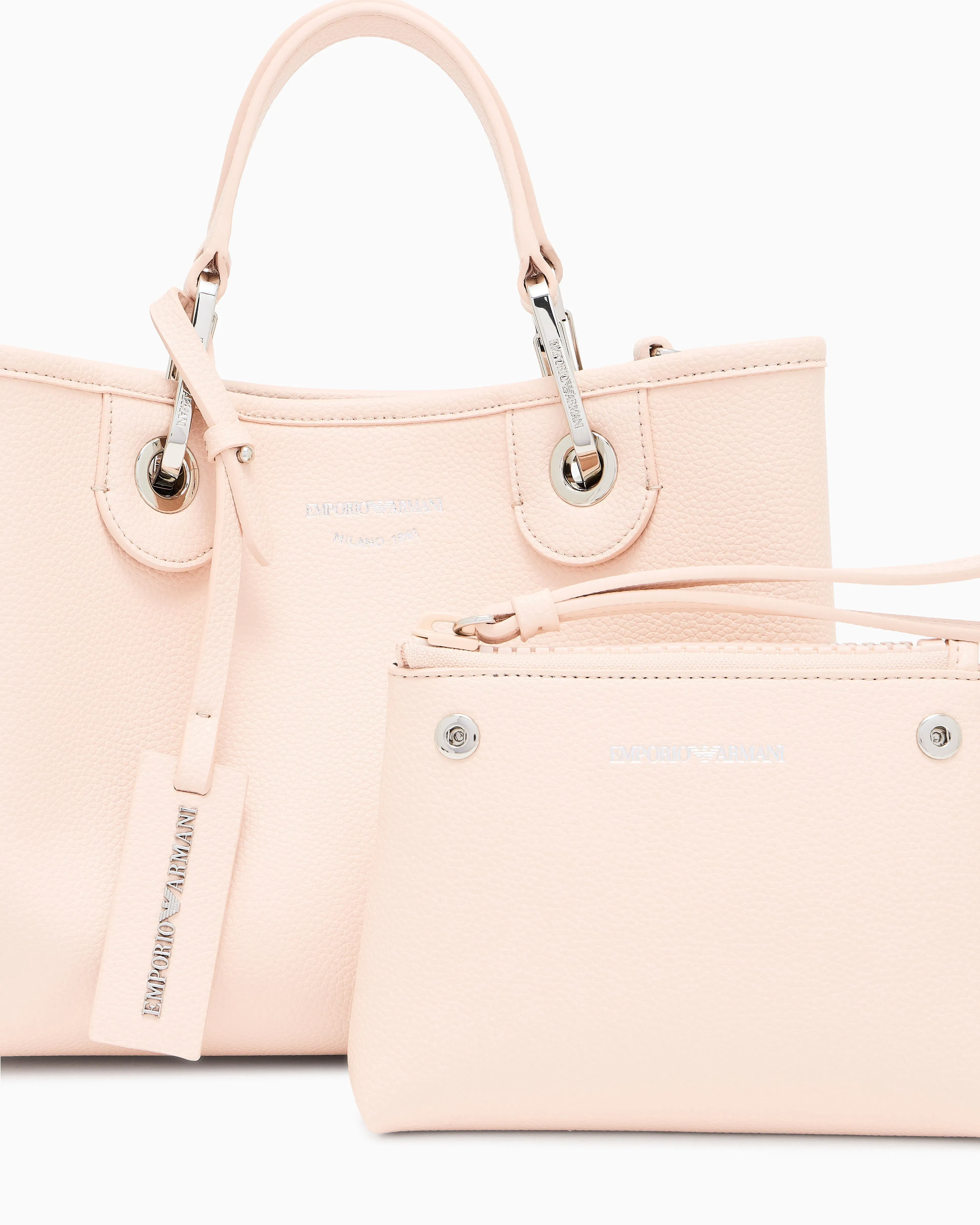 Emporio Armani Shopping bag with pebbled finish and detachable strap