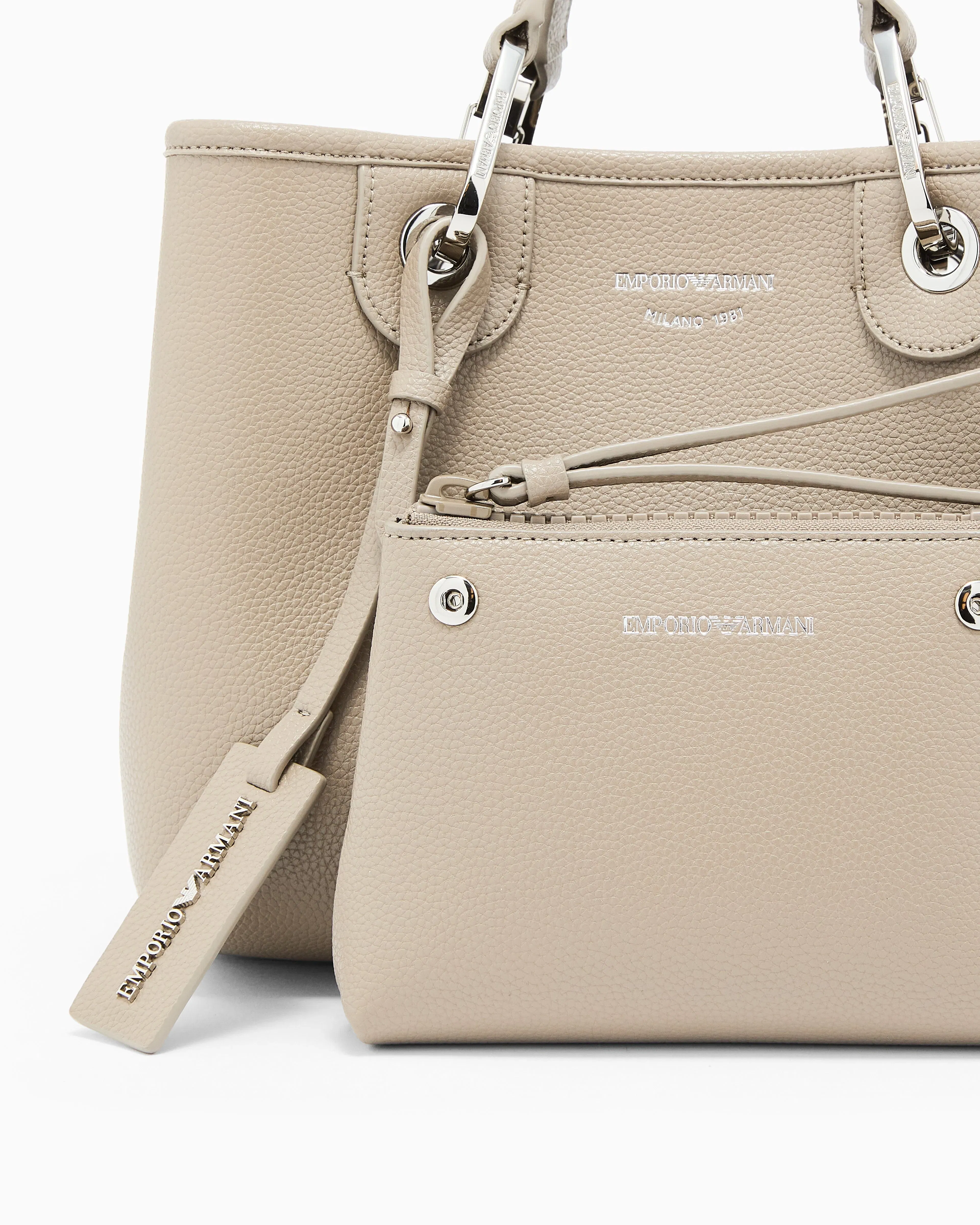 Emporio Armani Shopping bag with pebbled finish and detachable strap