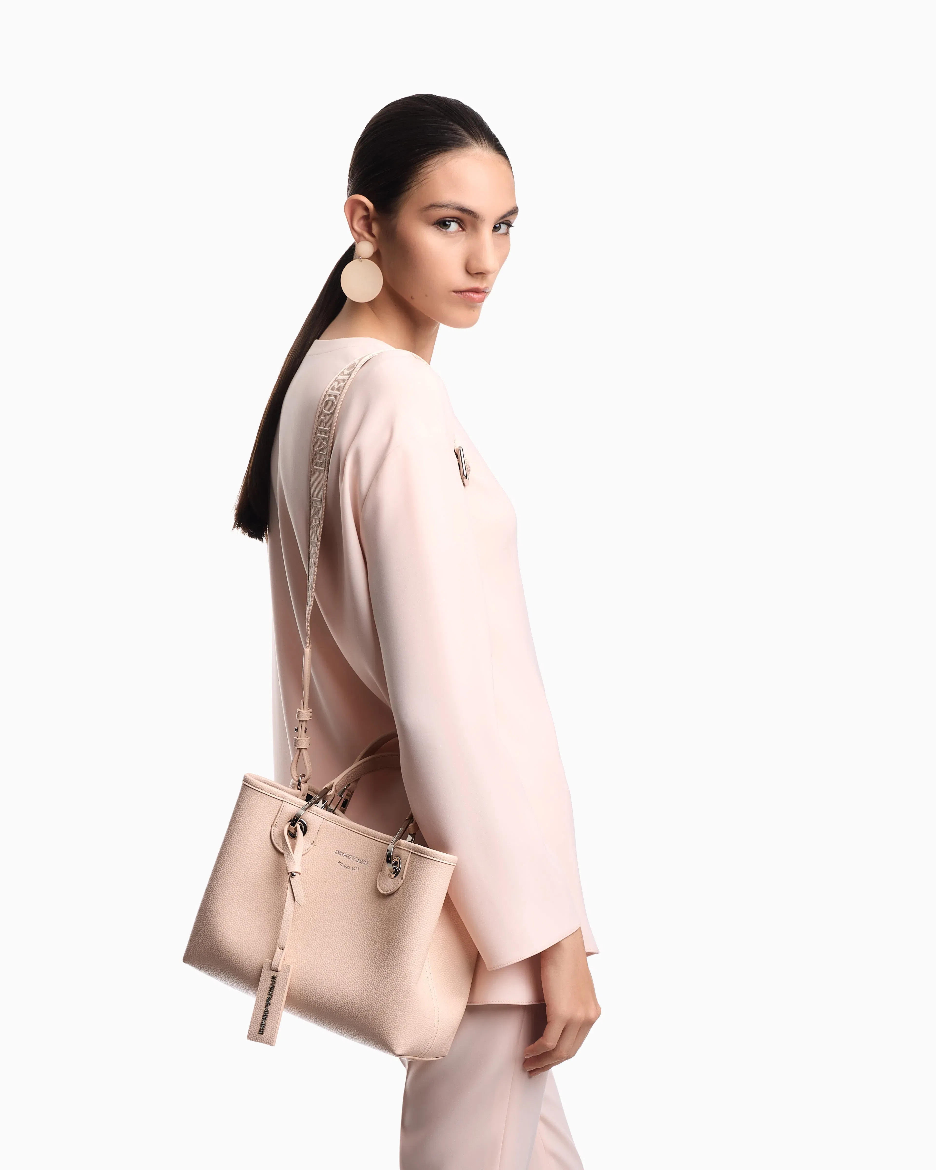 Emporio Armani Shopping bag with pebbled finish and detachable strap