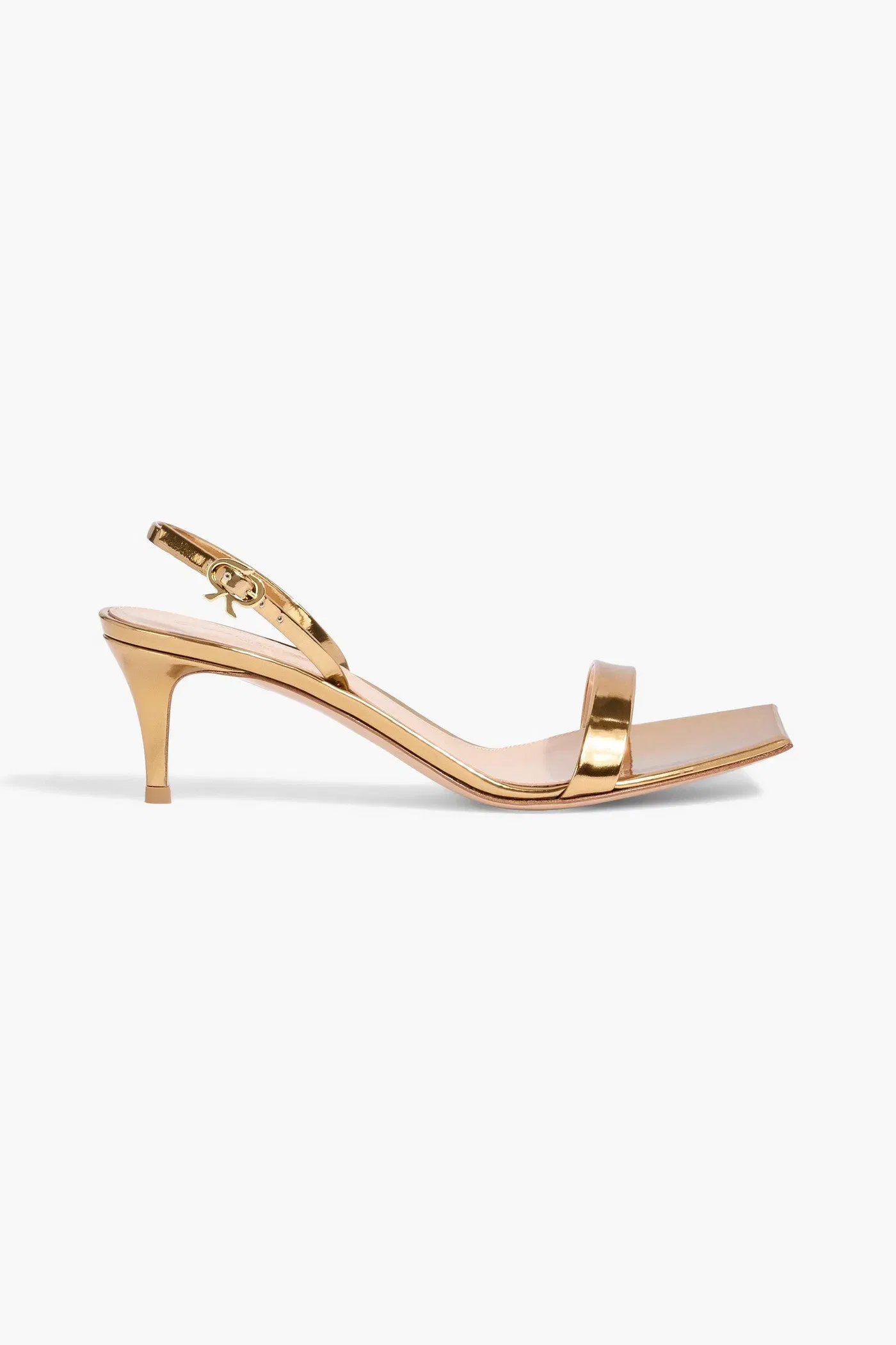 Gianvito Rossi Ribbon 55 Mirrored-Leather Slingback Sandals Gold Women's