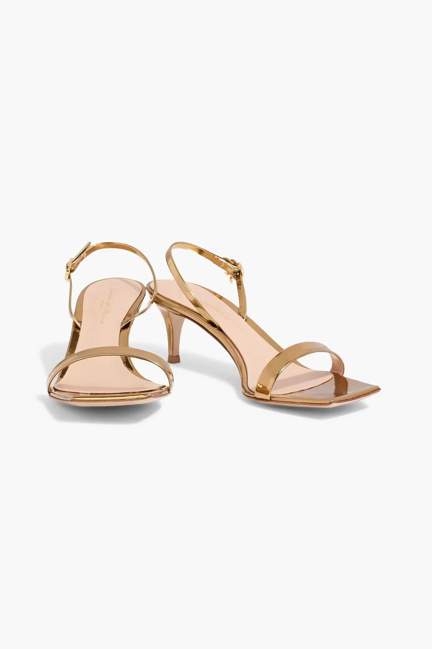 Gianvito Rossi Ribbon 55 Mirrored-Leather Slingback Sandals Gold Women's