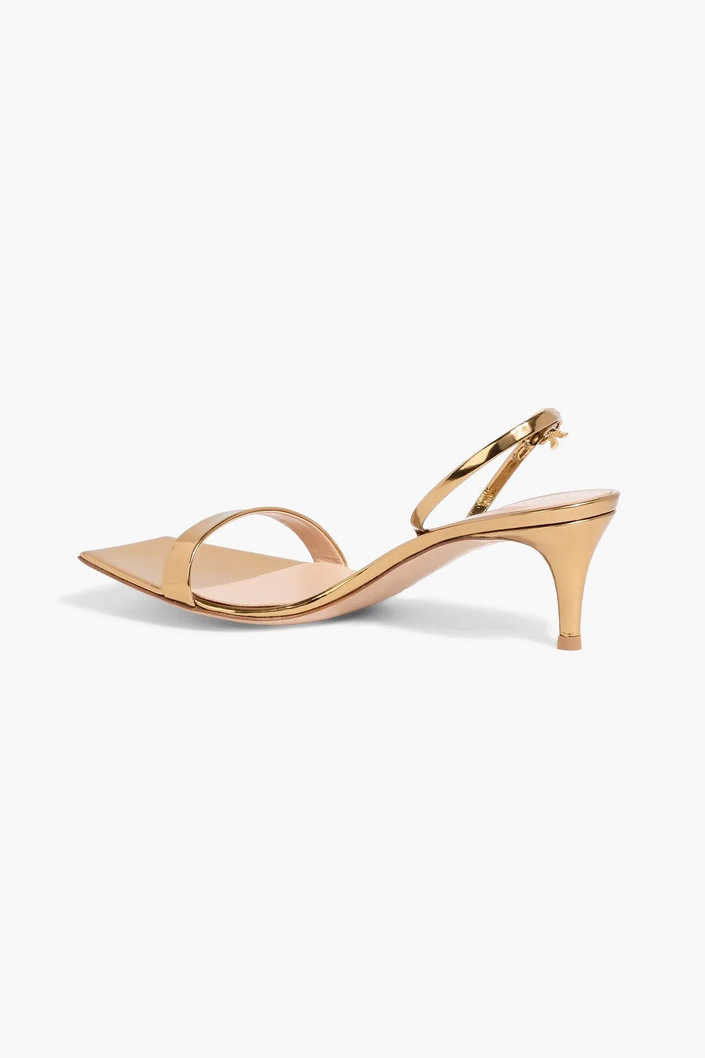 Gianvito Rossi Ribbon 55 Mirrored-Leather Slingback Sandals Gold Women's