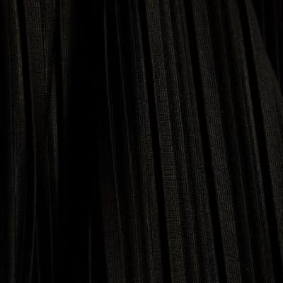 Black Plisse Wide Leg Trousers