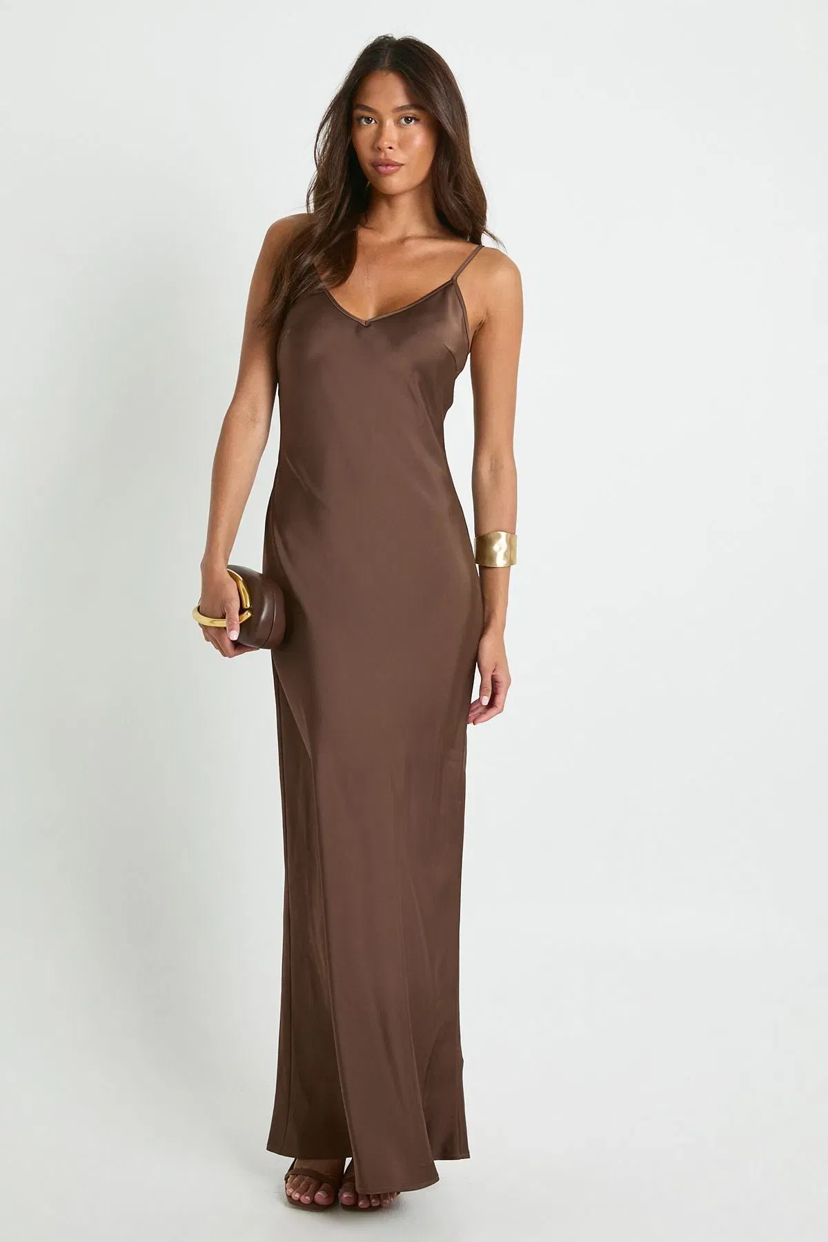 Satin Slip Column Maxi Dress