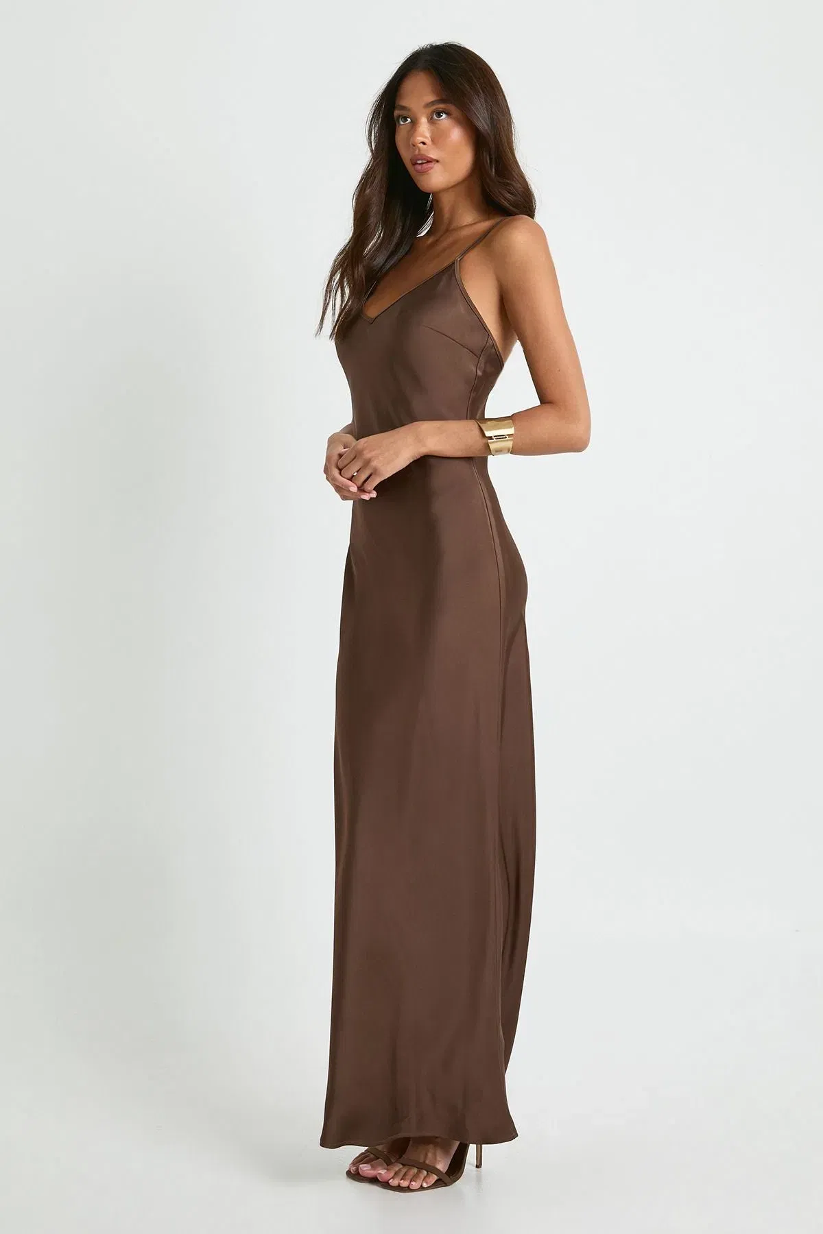 Satin Slip Column Maxi Dress