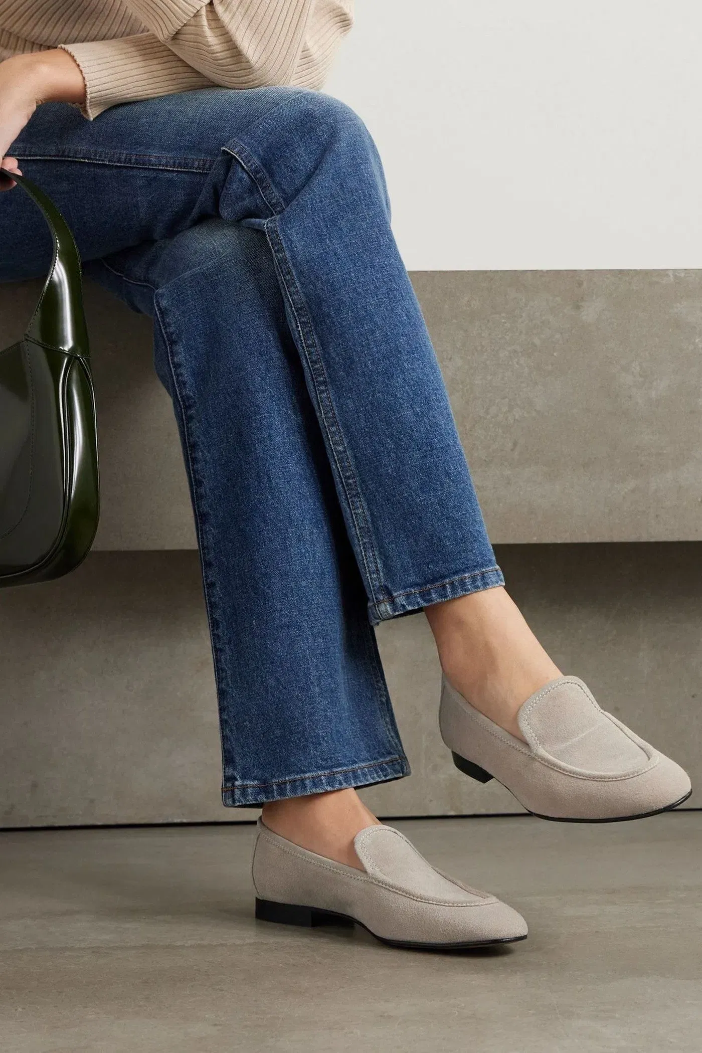 Le Monde Beryl Suede Loafers Stone Women's