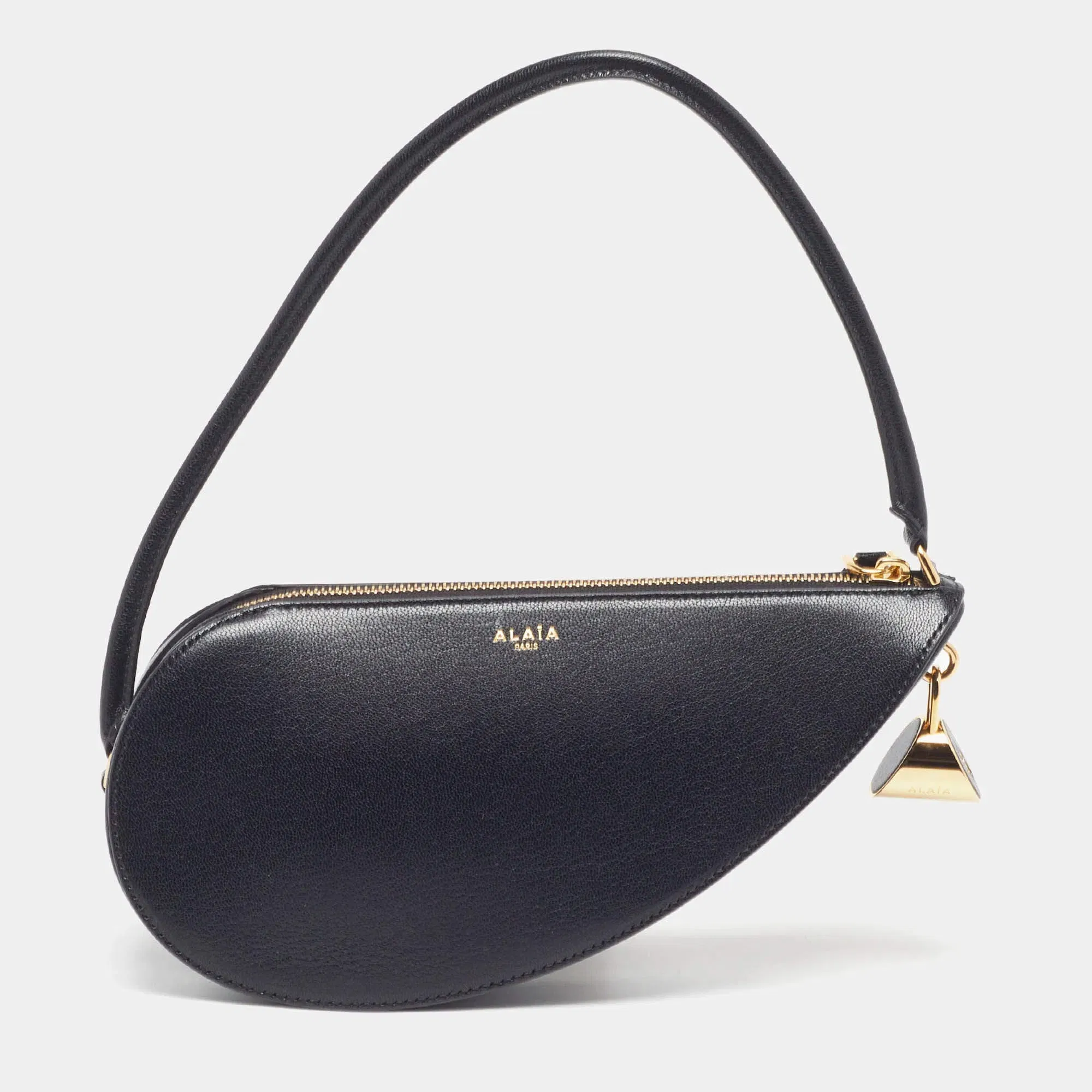 Alaia Le Demi-Coeur Black Leather Shoulder Bag