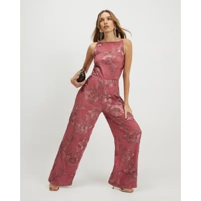 Pink Cornelli Halter Jumpsuit