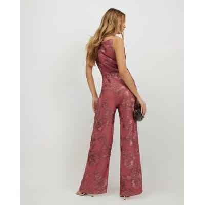 Pink Cornelli Halter Jumpsuit