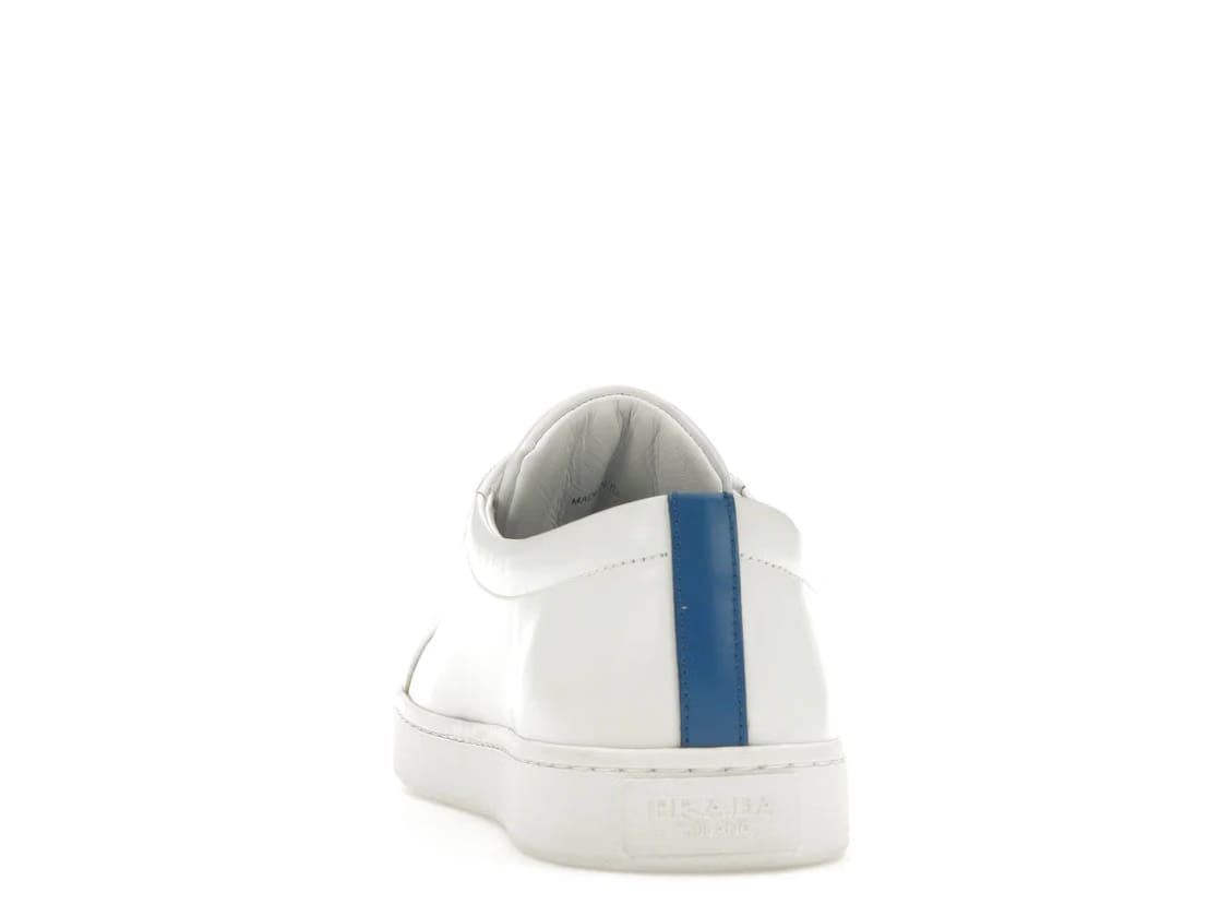 Prada Court Sneaker White Blue Leather Womens