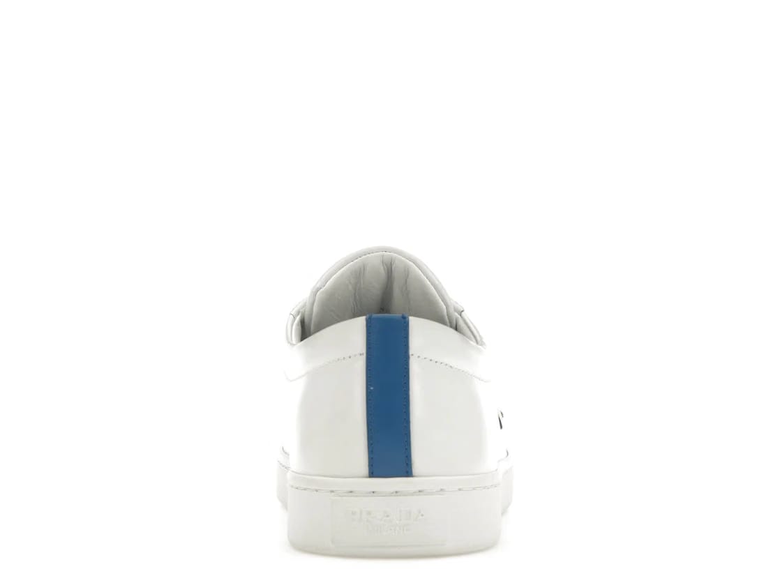 Prada Court Sneaker White Blue Leather Womens
