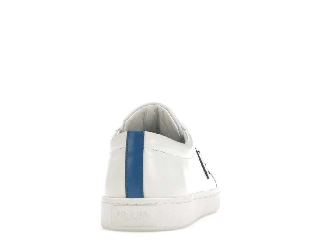 Prada Court Sneaker White Blue Leather Womens