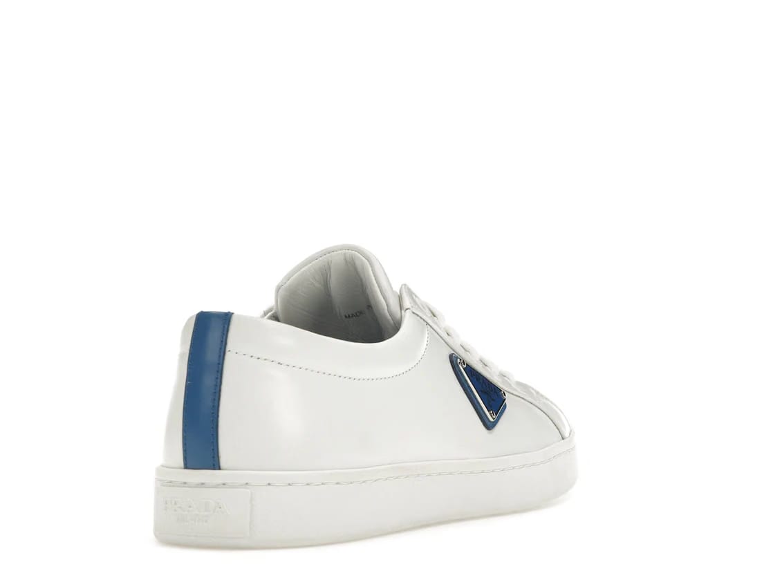 Prada Court Sneaker White Blue Leather Womens