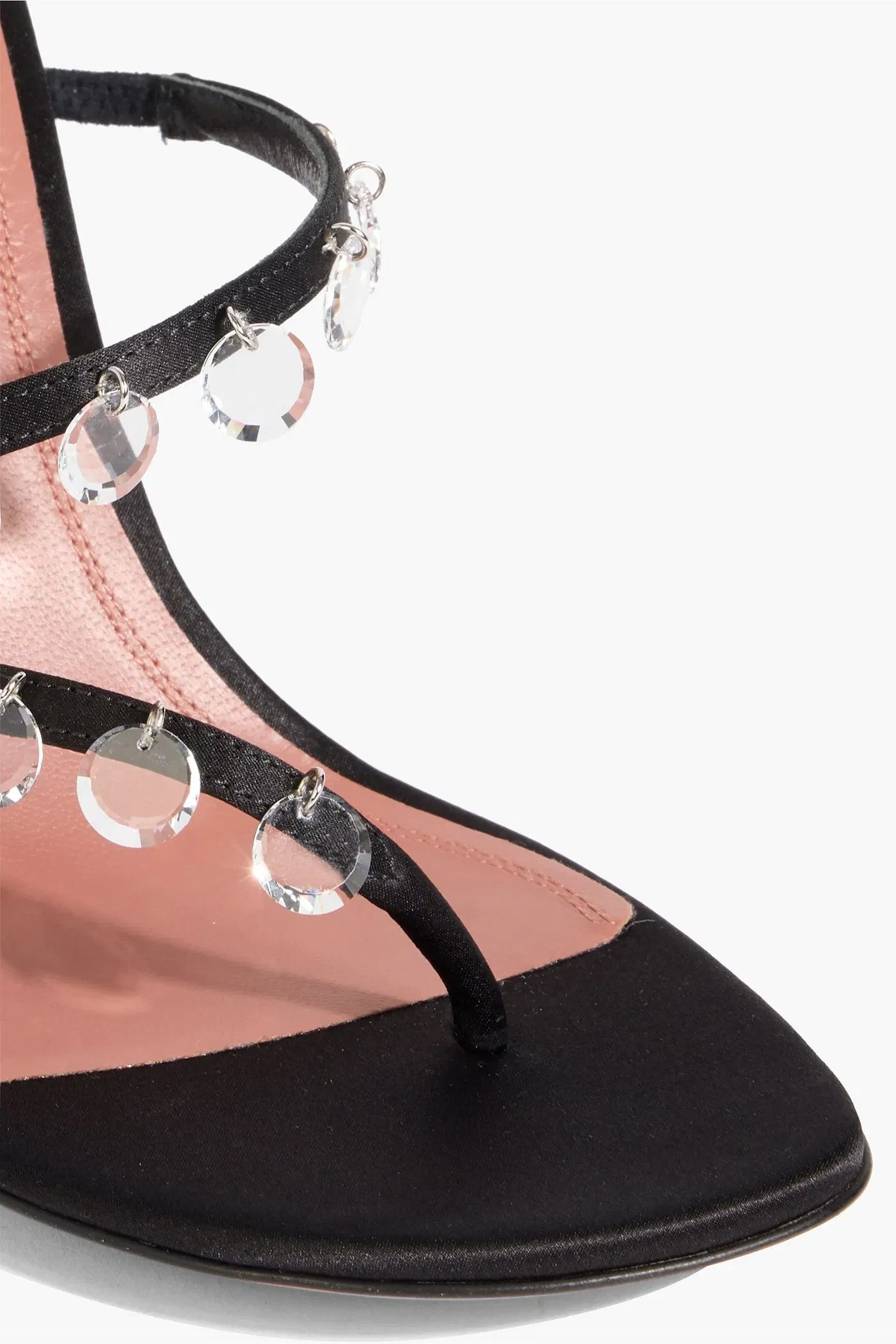 Amina Muaddi Tina Crystal-Embellished Satin Mules Black Women's
