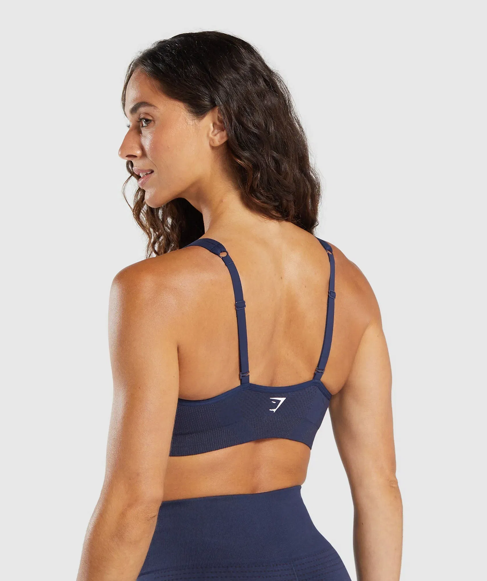 Gymshark Vital V Neck Sports Bra - Heavy Blue/ Marl