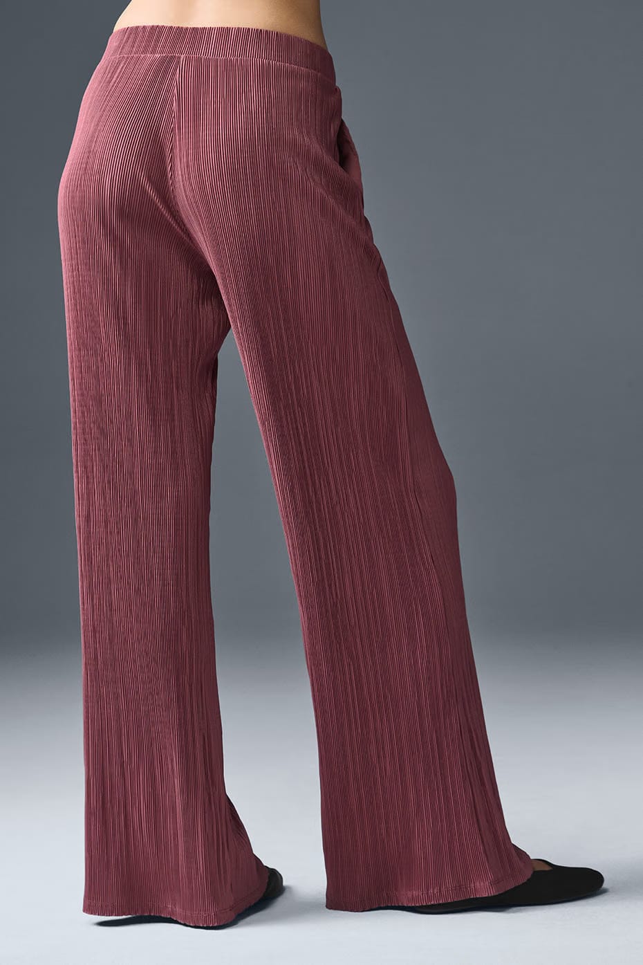 High-Waist Micro Plisse Straight Leg Pant