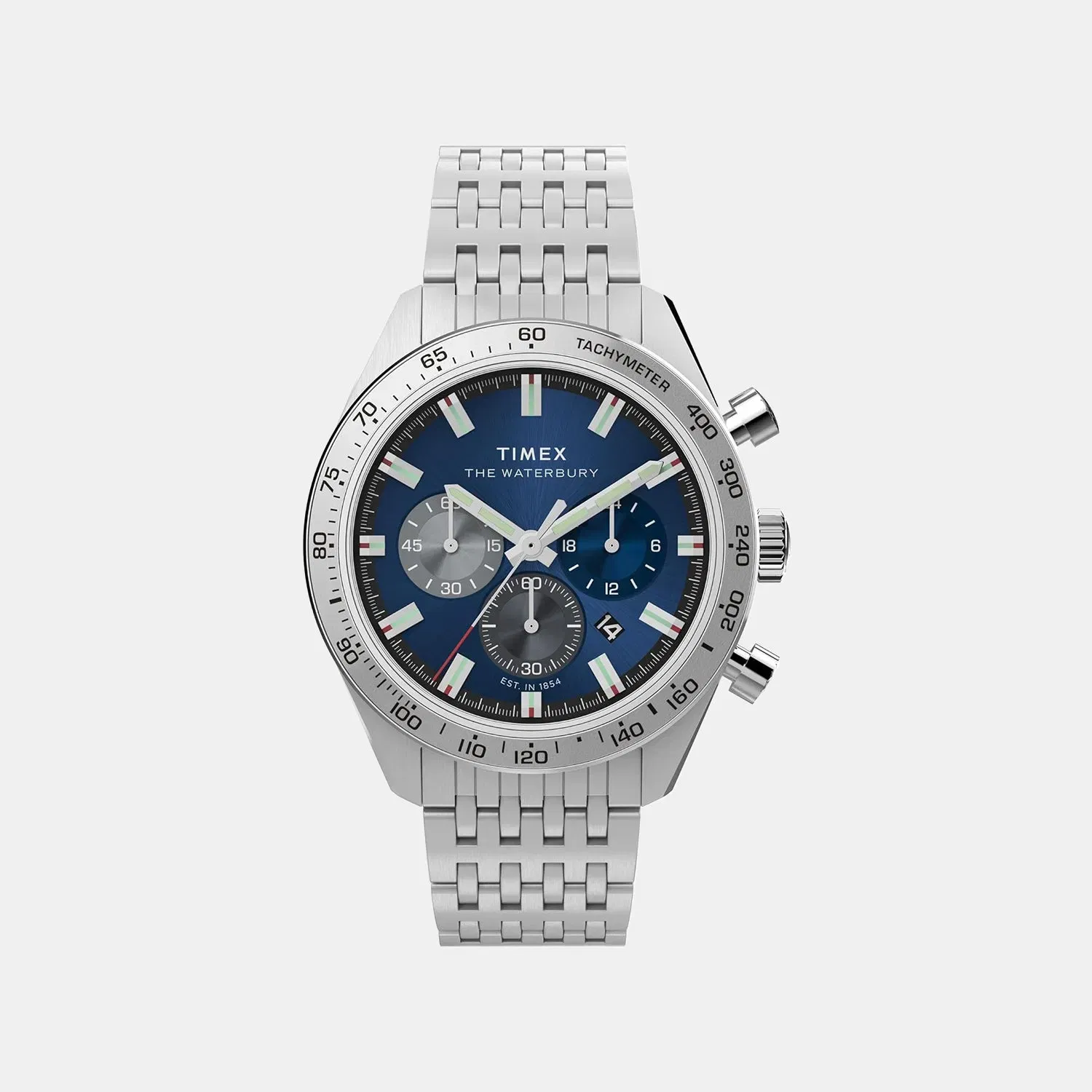 Timex Men Quartz Blue Dial Chronograph Steel Watch Tw2Y18500Uj