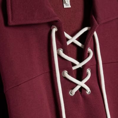 Red Lace Up Sweatshirt