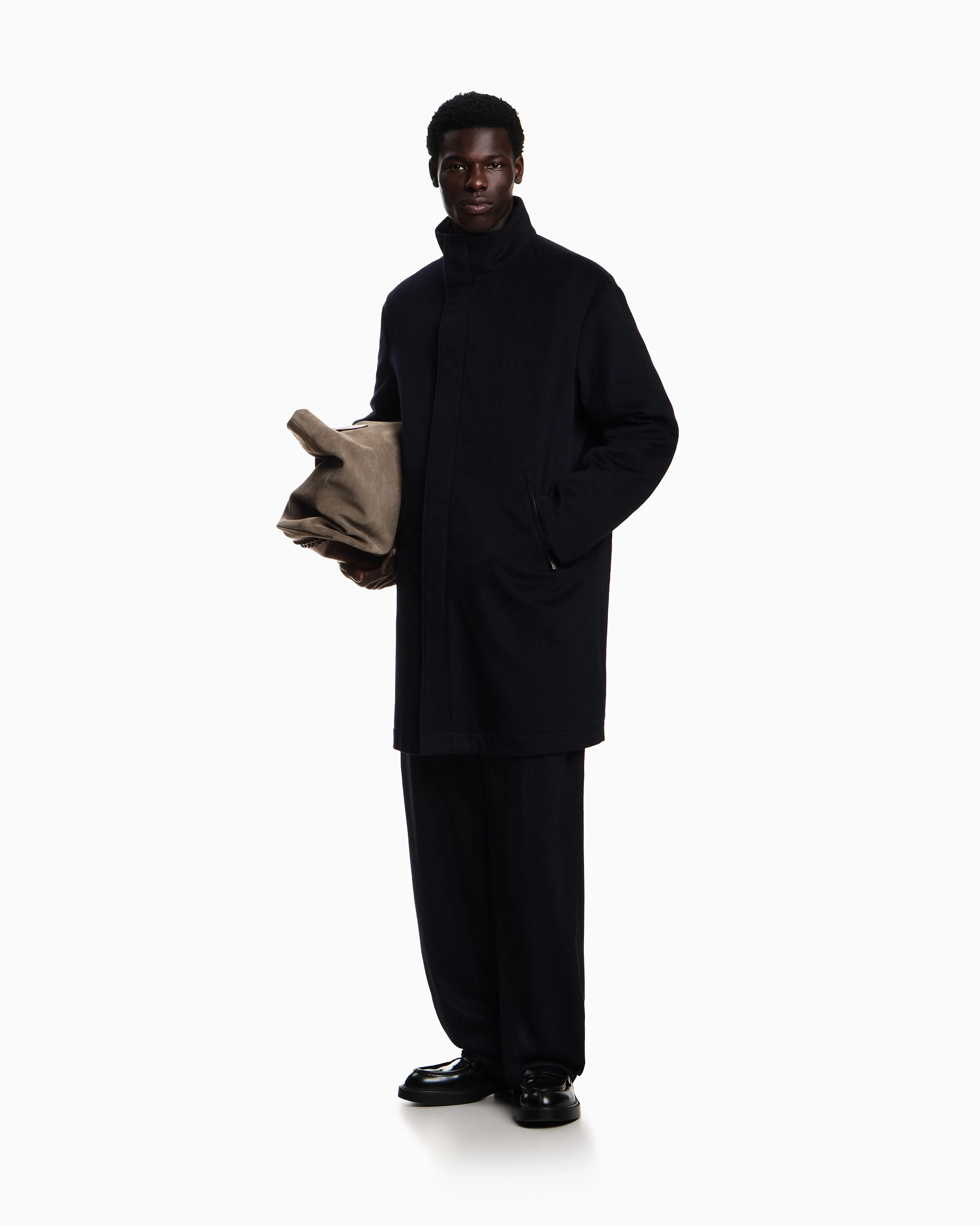 Emporio Armani 2-in-1 full-zip coat in pure combed cashmere