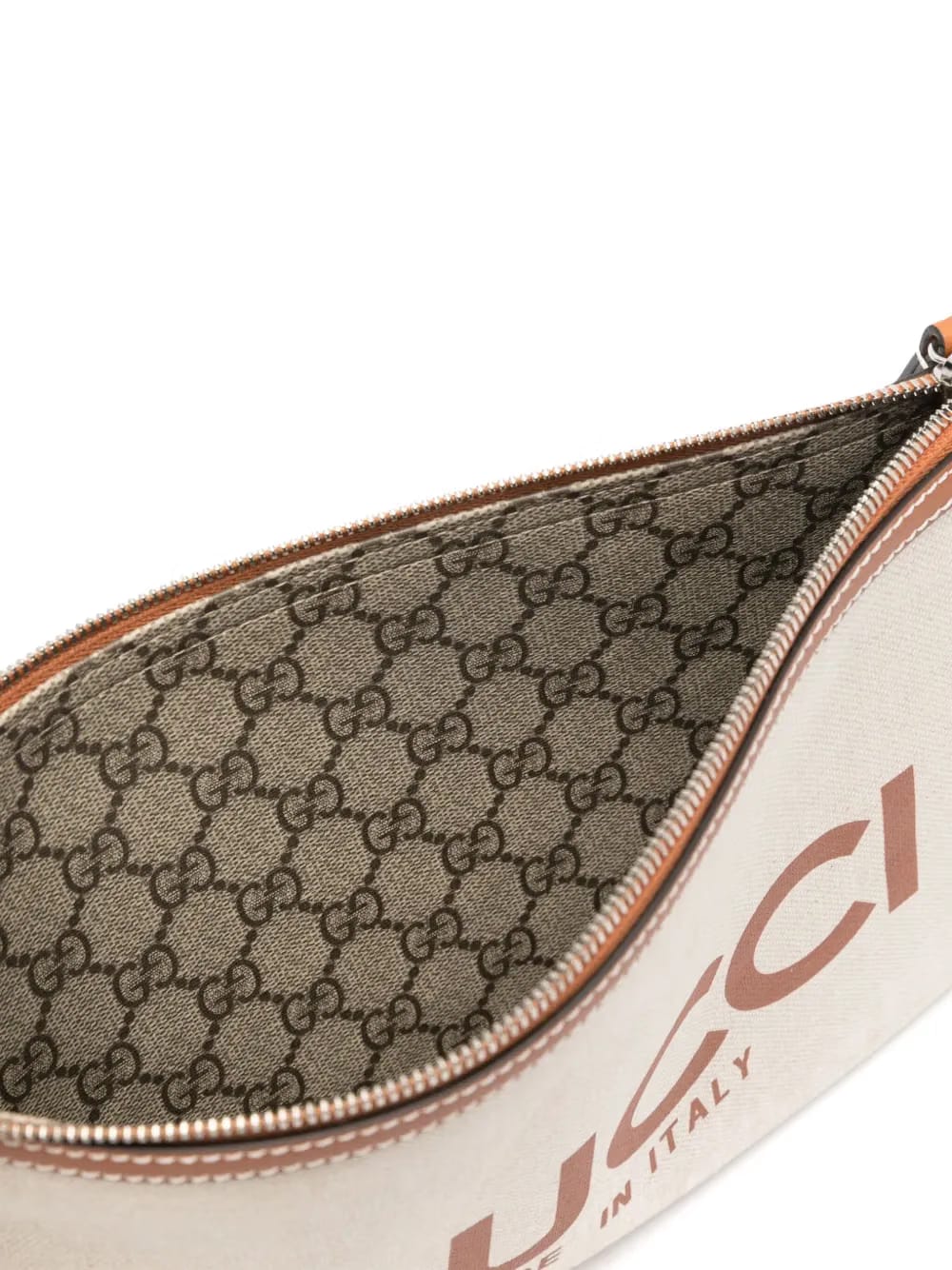 logo-print canvas clutch bag