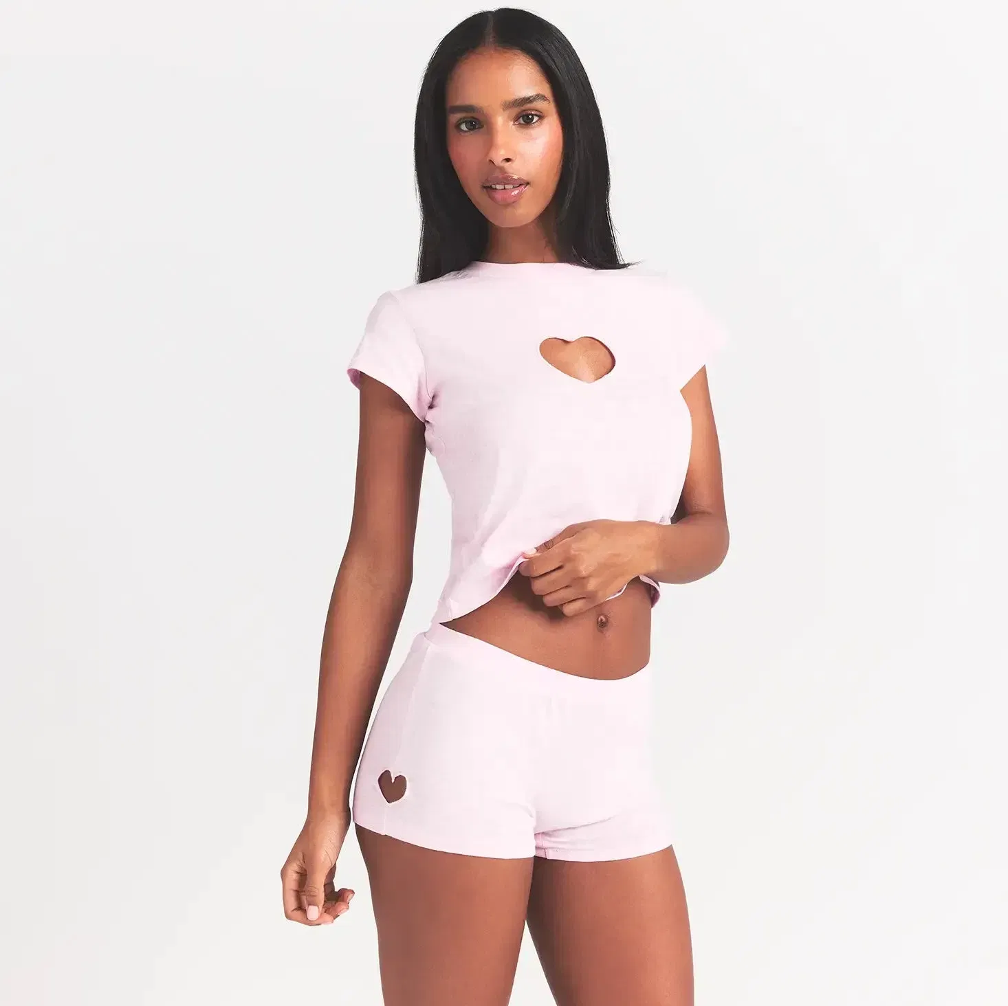 WORN IN JERSEY HEART MICRO SHORT | BABY PINK