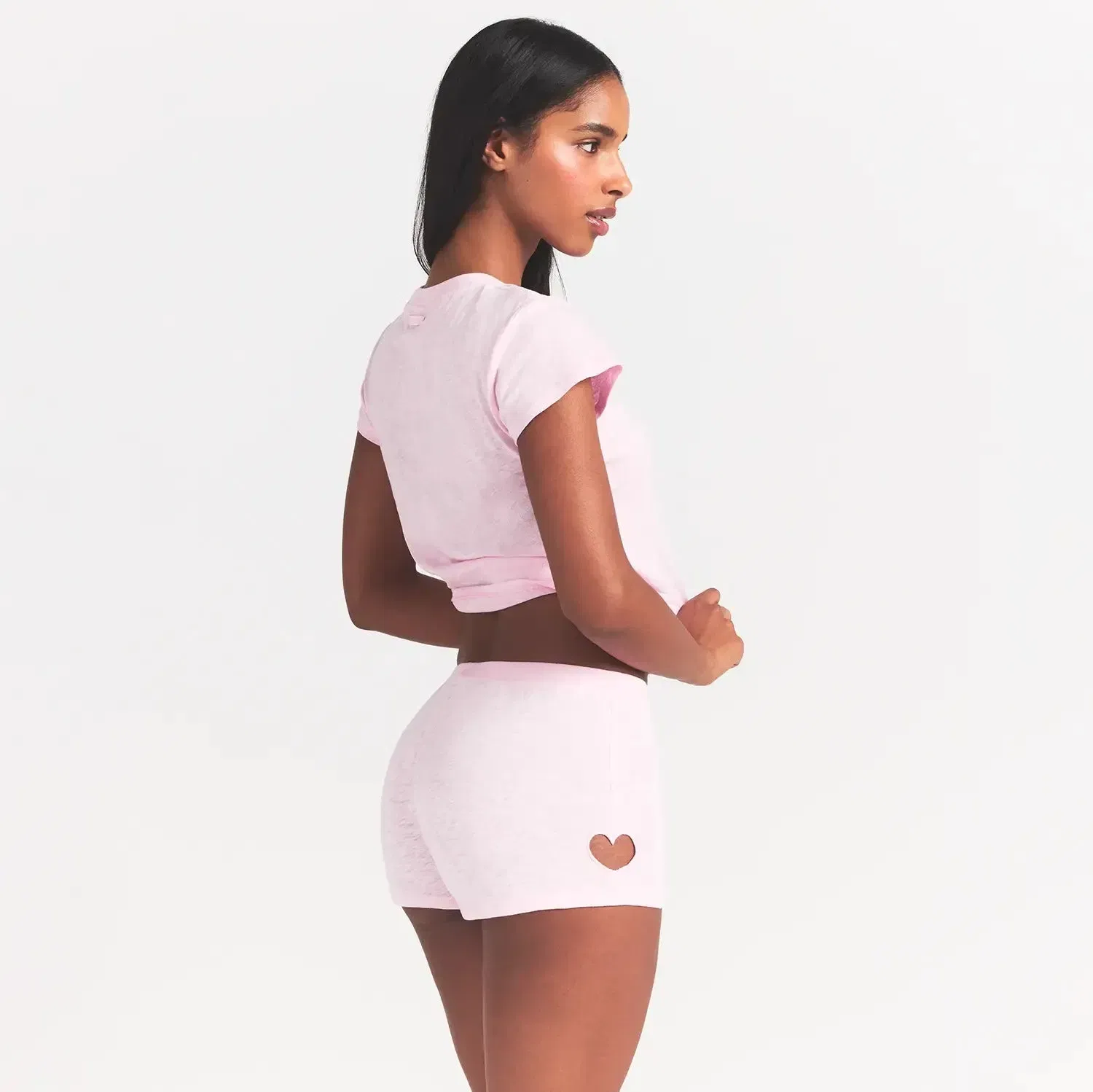 WORN IN JERSEY HEART MICRO SHORT | BABY PINK