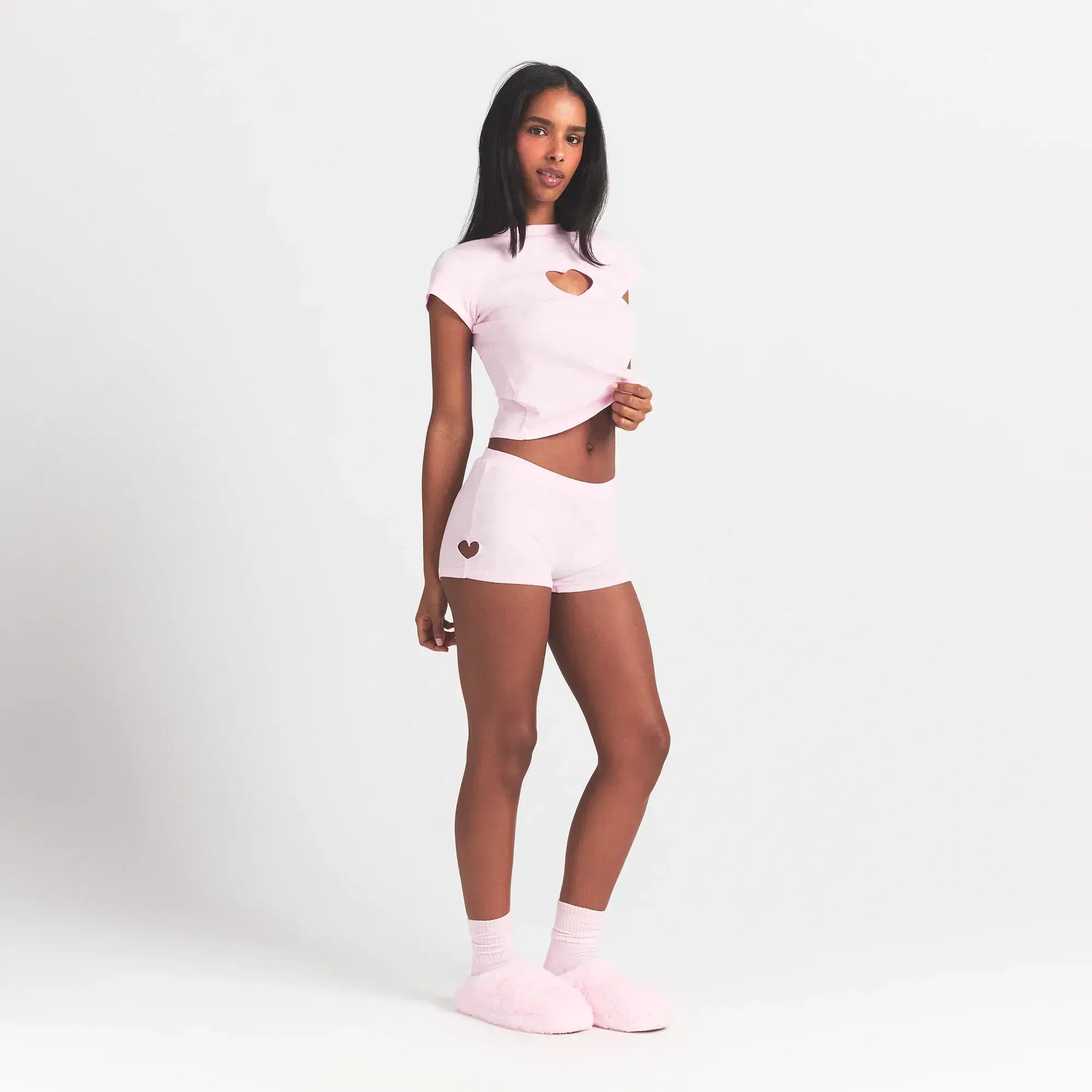 WORN IN JERSEY HEART MICRO SHORT | BABY PINK