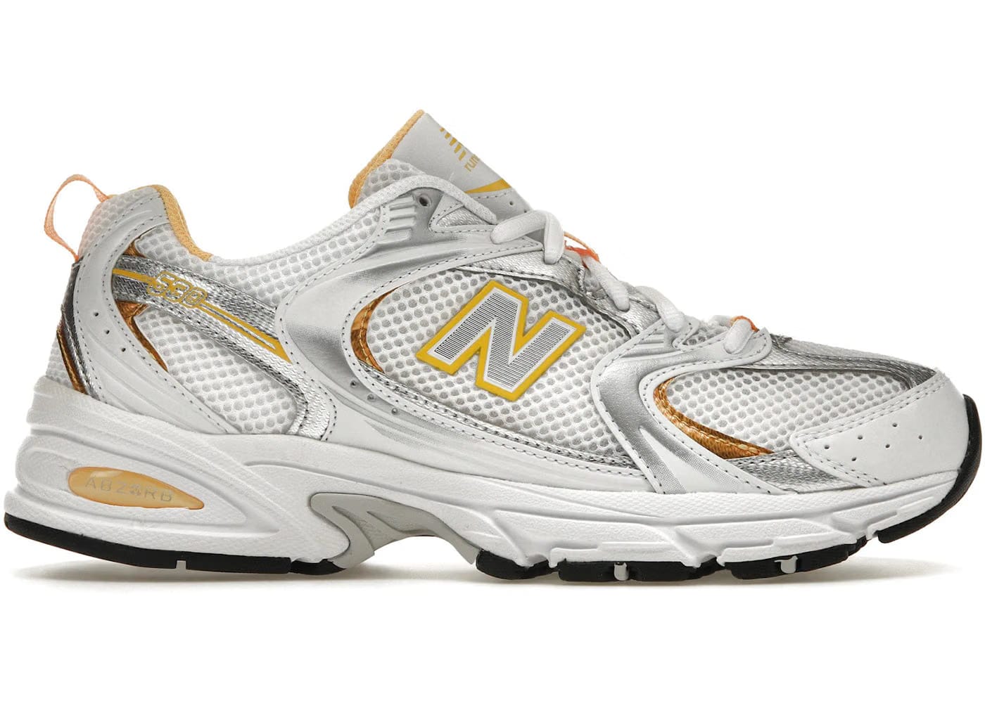 New Balance 530 White Vibrant Apricot Silver Metallic