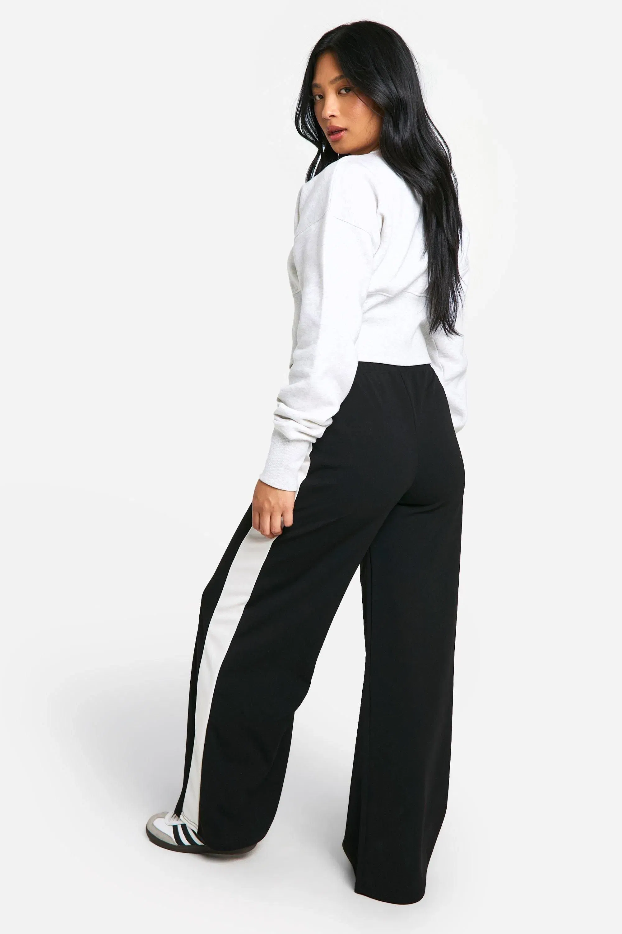 Petite Contrast Stripe Wide Leg Trouser
